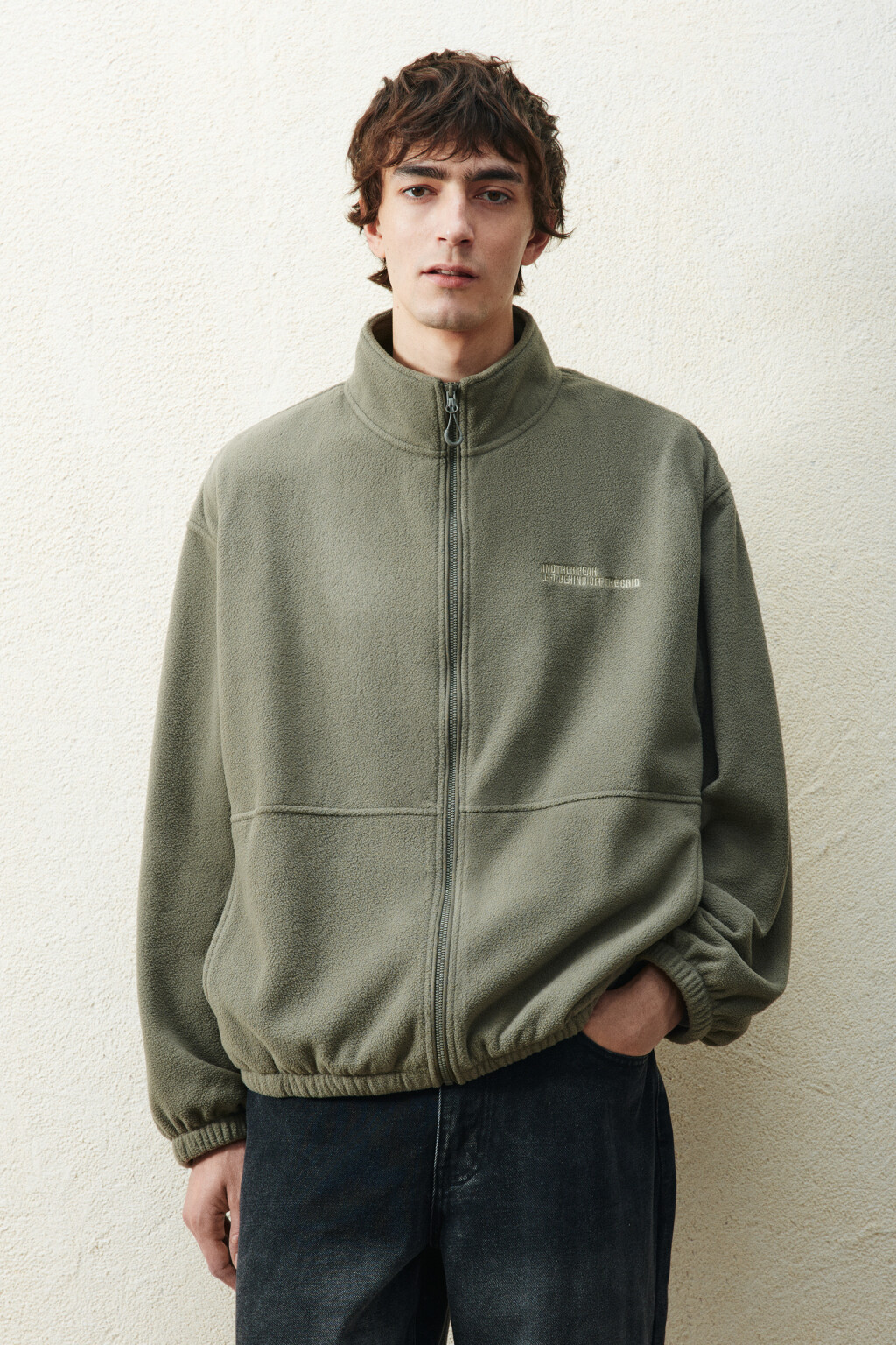 Худи-зипка флисовая с надписью - цвет зеленый - 2