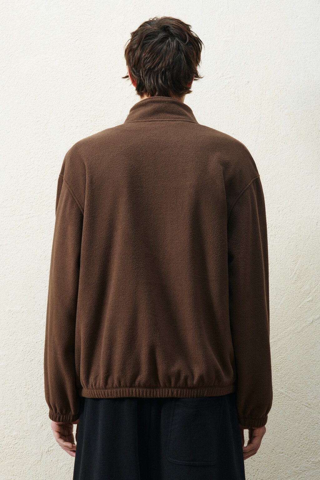 Худи-зипка флисовая с надписью - цвет коричневый - 3