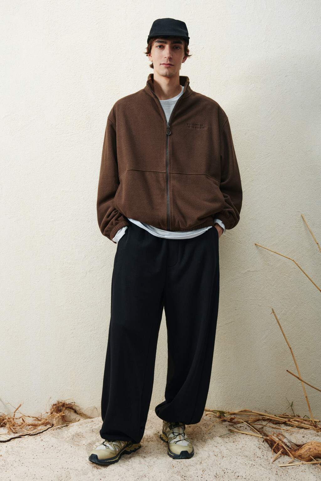 Худи-зипка флисовая с надписью - цвет коричневый - 4