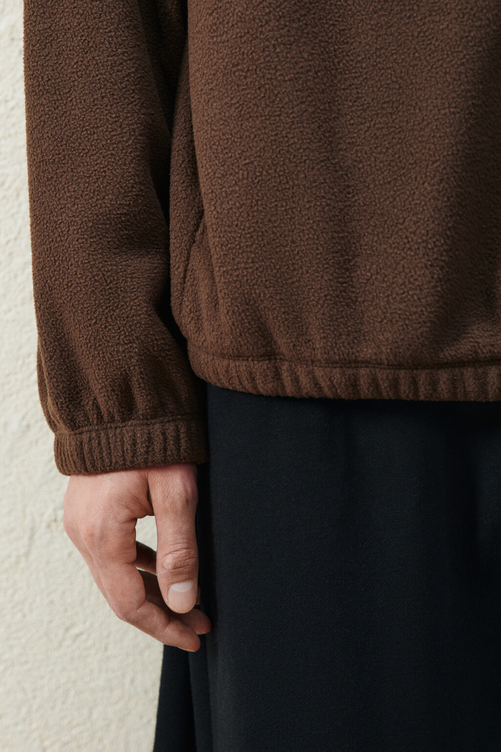 Худи-зипка флисовая с надписью - цвет коричневый - 5