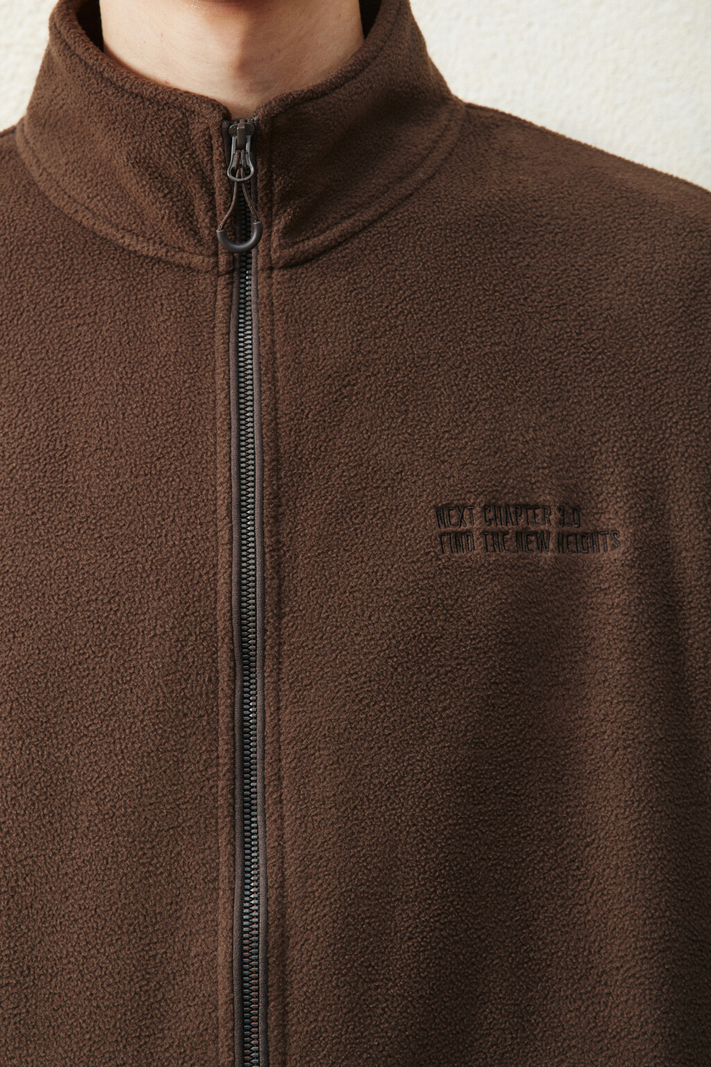 Худи-зипка флисовая с надписью - цвет коричневый - 6