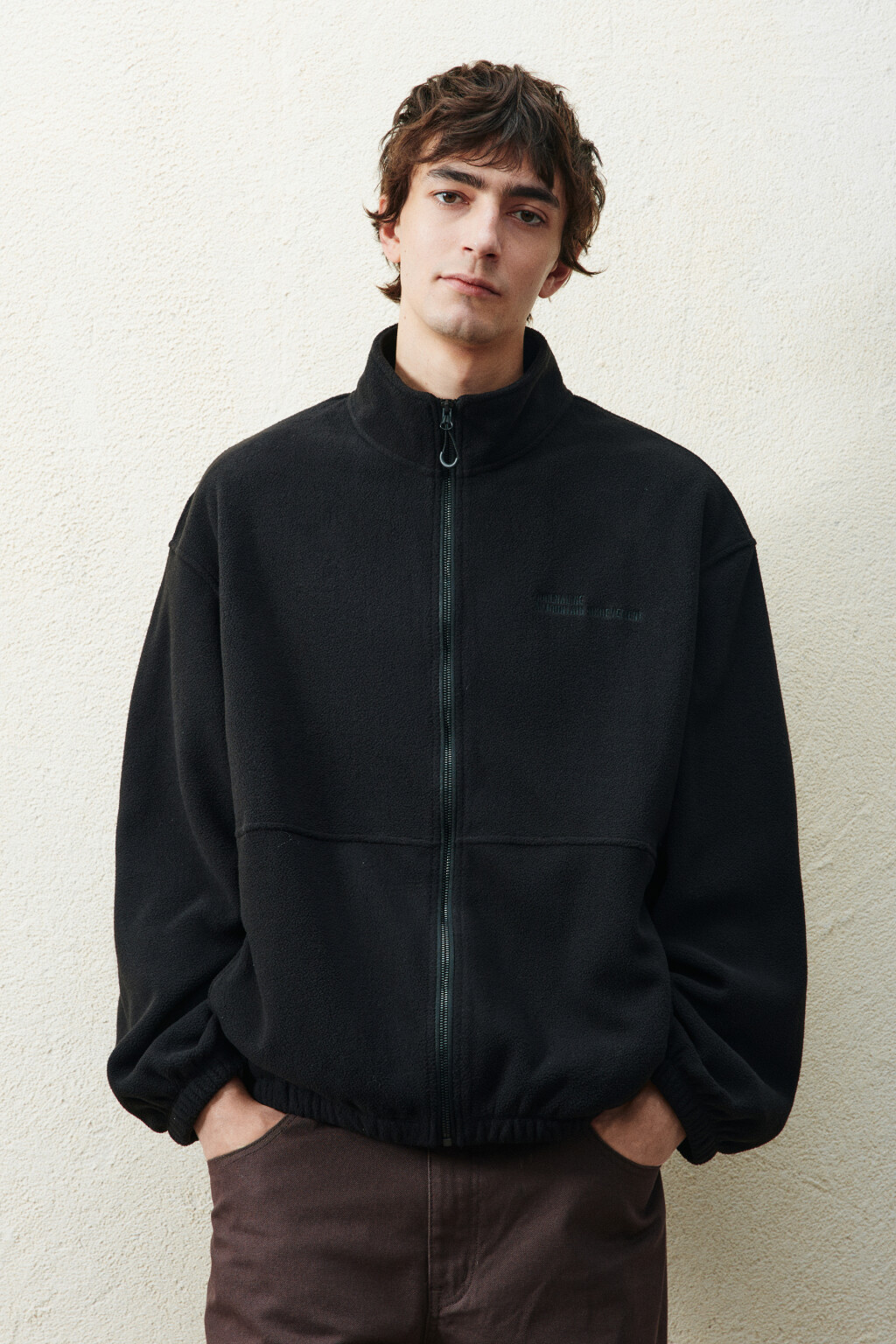 Худи-зипка флисовая с надписью - цвет черный - 2