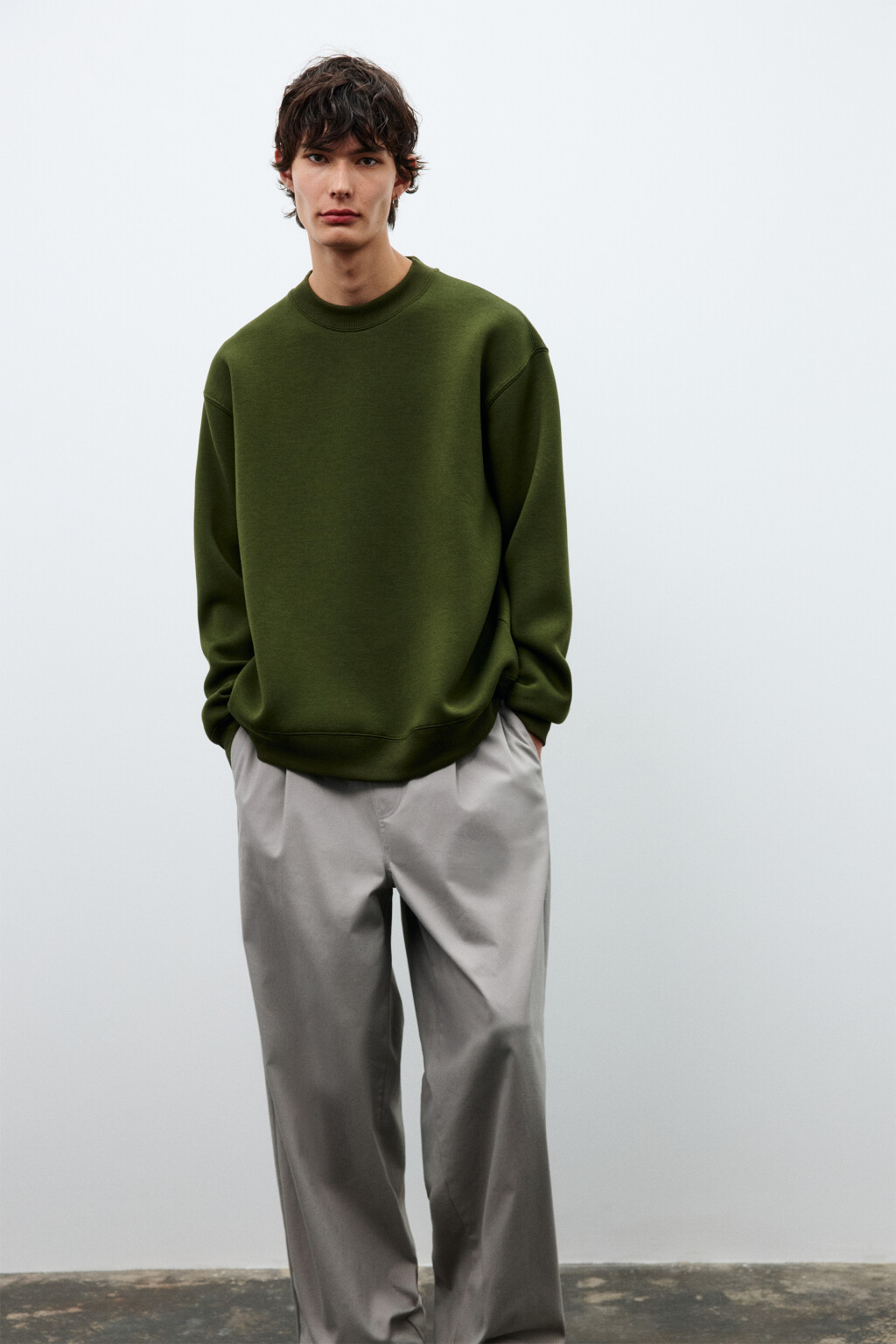 Свитшот из гладкого неопрена - цвет зеленый - 1