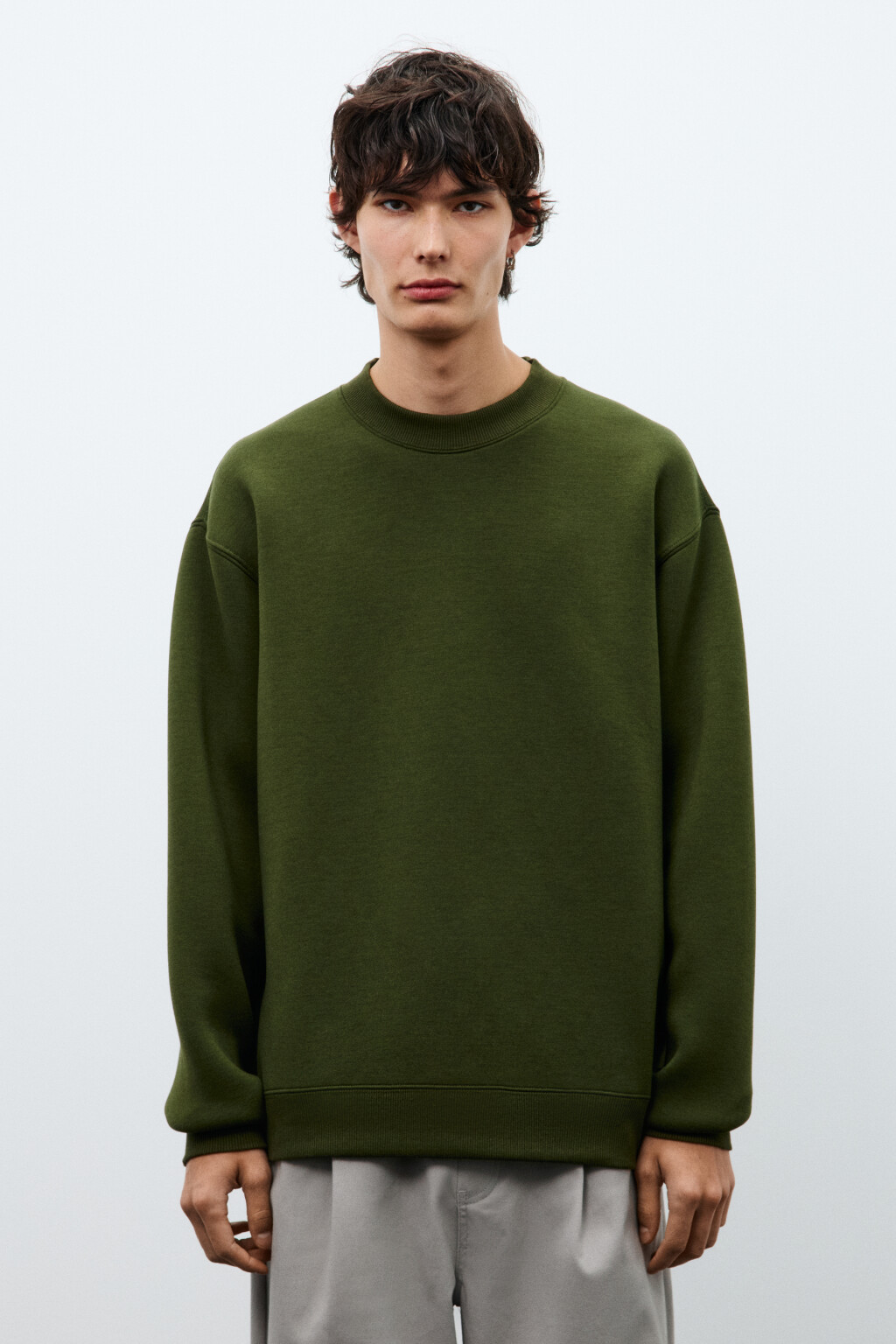 Свитшот из гладкого неопрена - цвет зеленый - 3