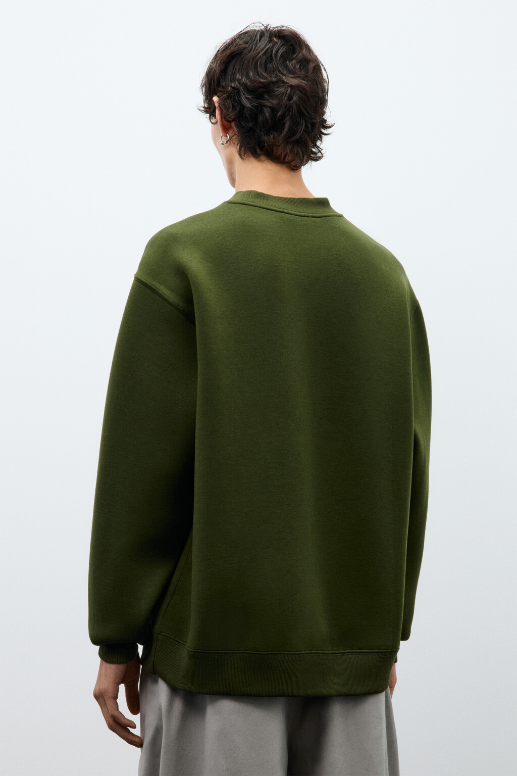 Свитшот из гладкого неопрена - цвет зеленый - 4