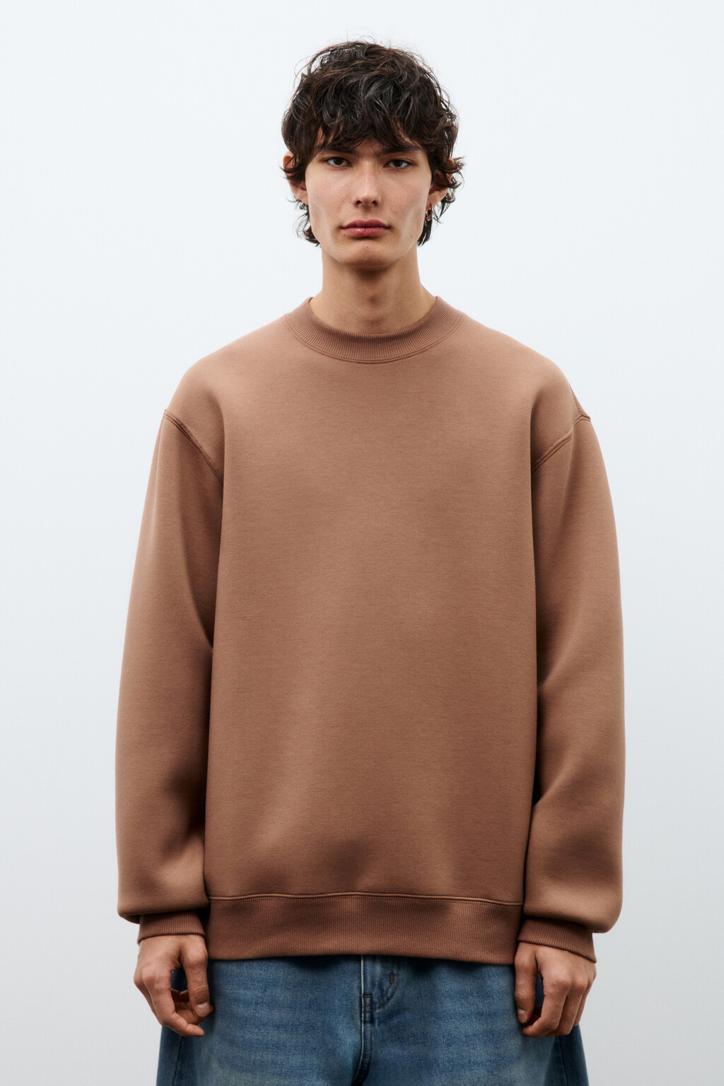 Свитшот из гладкого неопрена - цвет коричневый - 3
