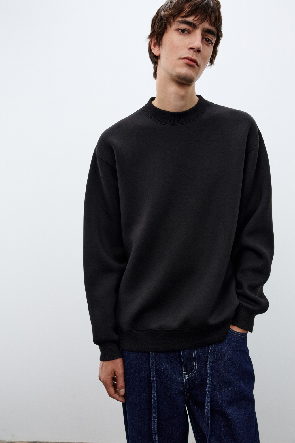 Свитшот из гладкого неопрена - цвет черный - 1