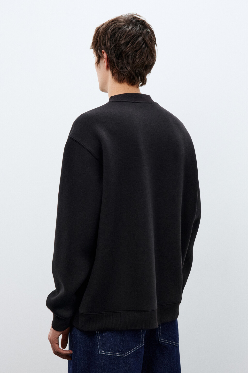 Свитшот из гладкого неопрена - цвет черный - 3