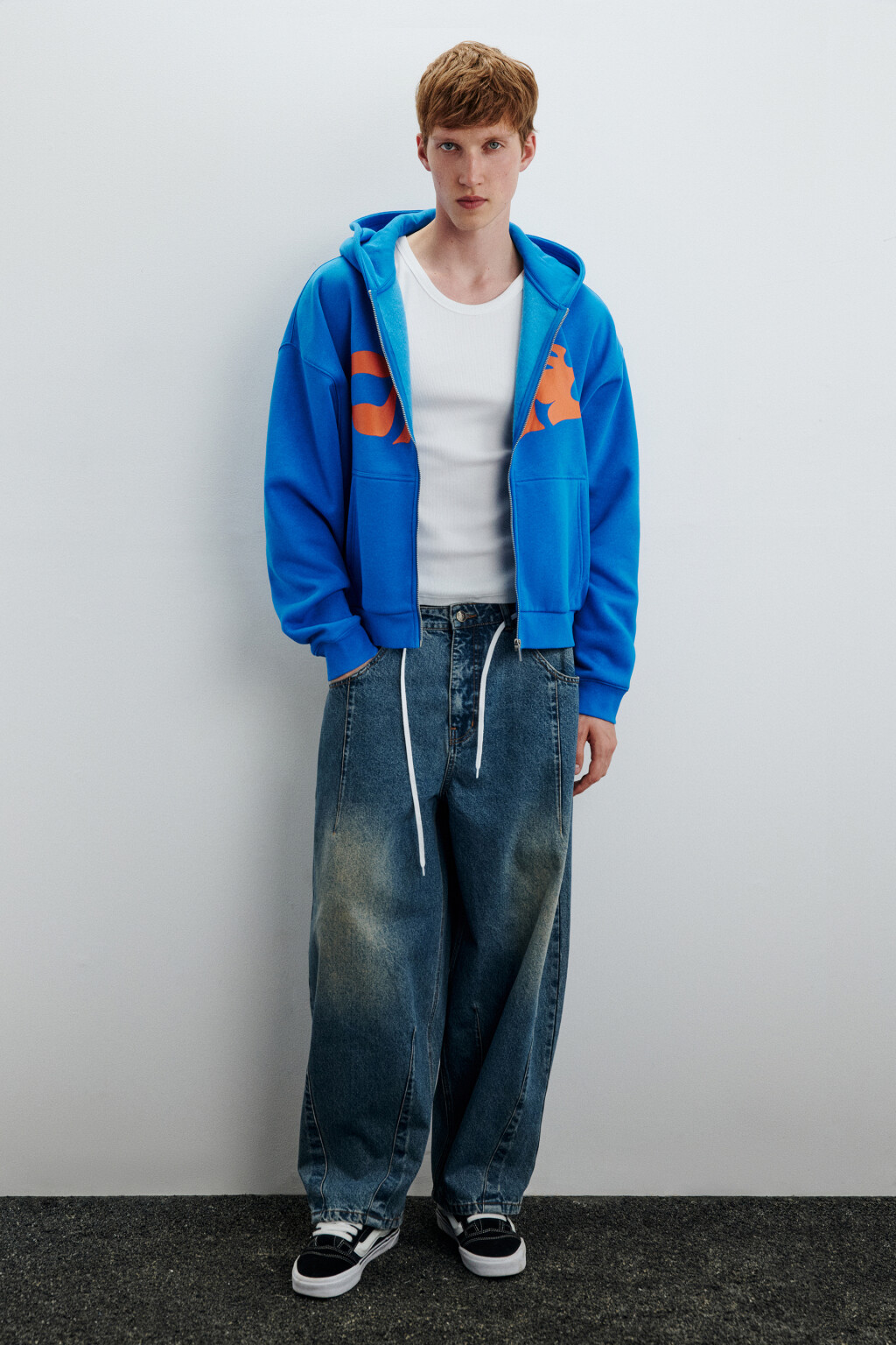 Худи-зипка утепленная с принтом - цвет синий - 5