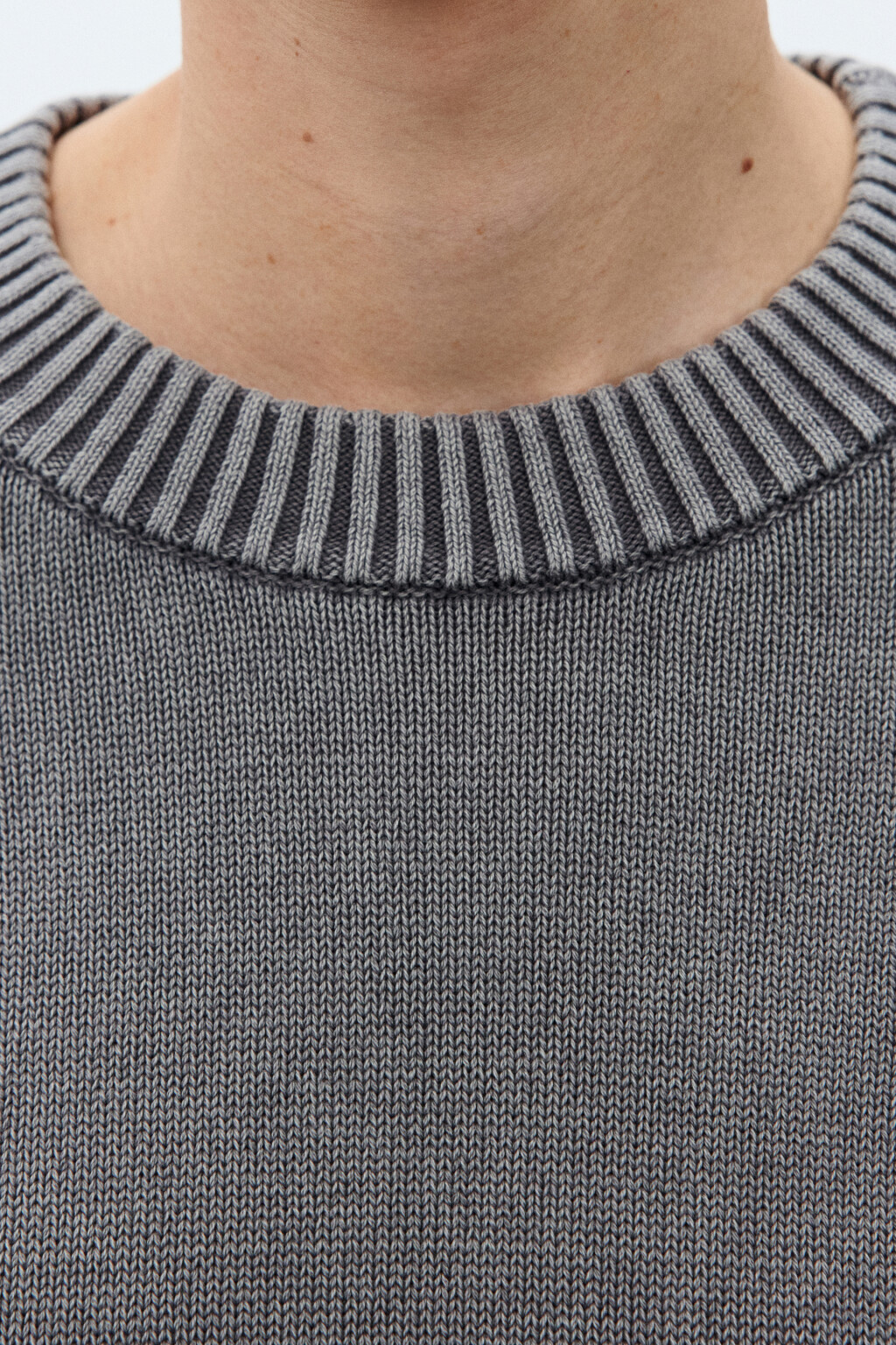 Джемпер вязаный базовый из хлопка - цвет серый - 6