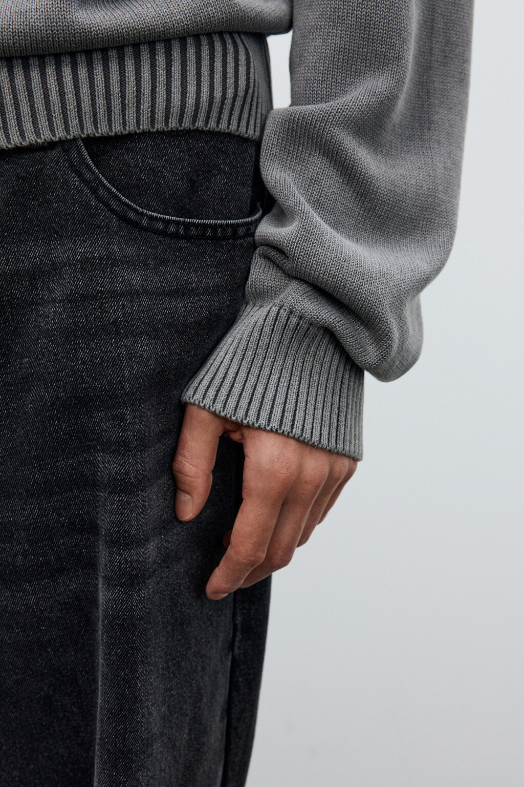 Джемпер вязаный базовый из хлопка - цвет серый - 7