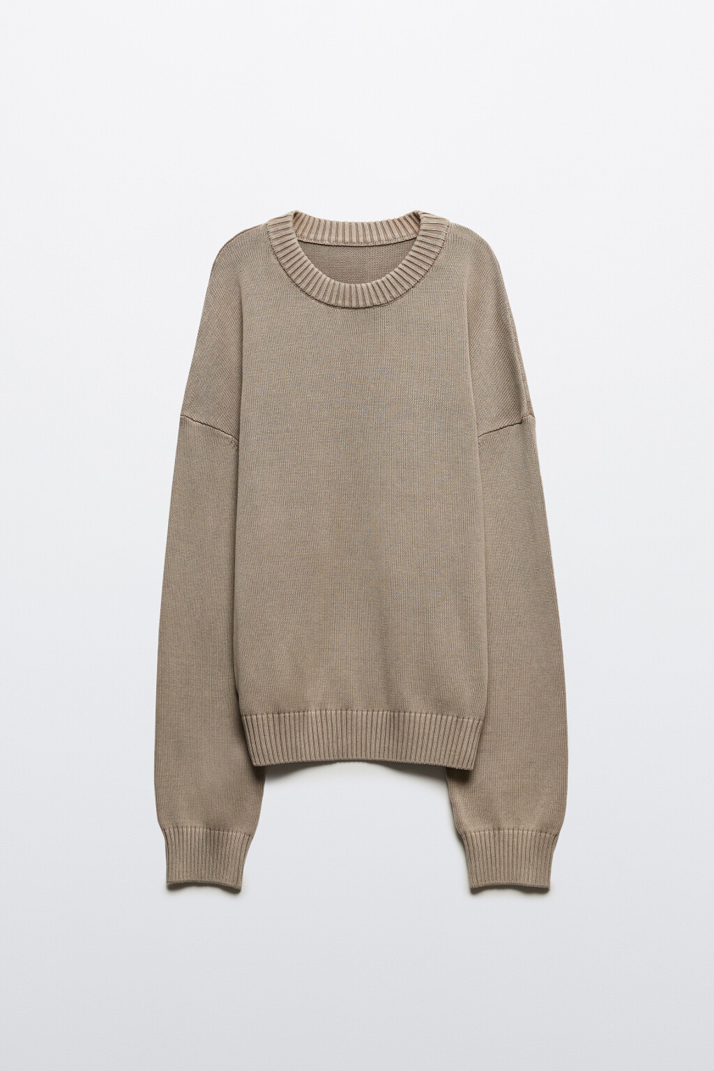 Джемпер вязаный базовый из хлопка - цвет бежевый - 7