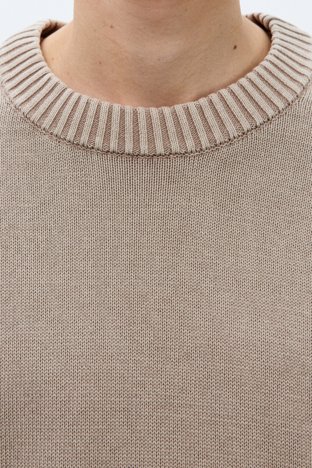 Джемпер вязаный базовый из хлопка - цвет бежевый - 5