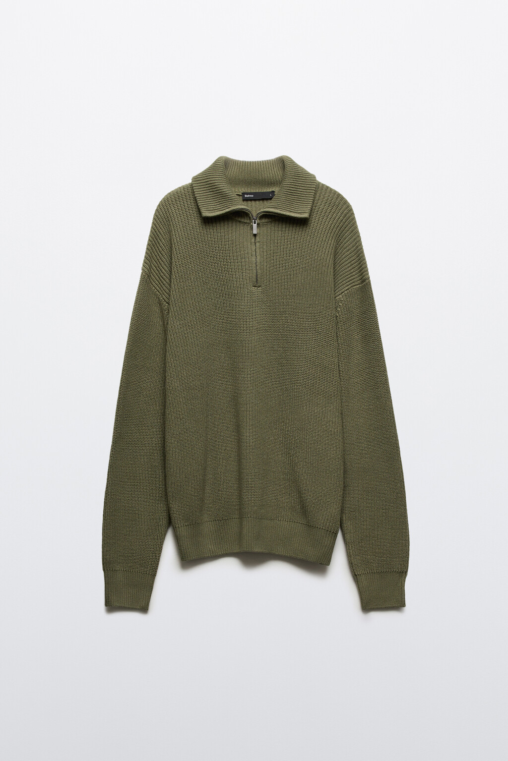 Свитер с воротником на молнии - цвет зеленый - 7