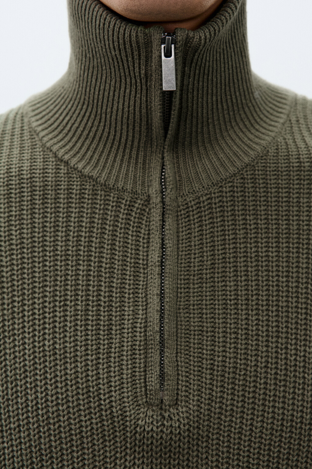 Свитер с воротником на молнии - цвет зеленый - 5