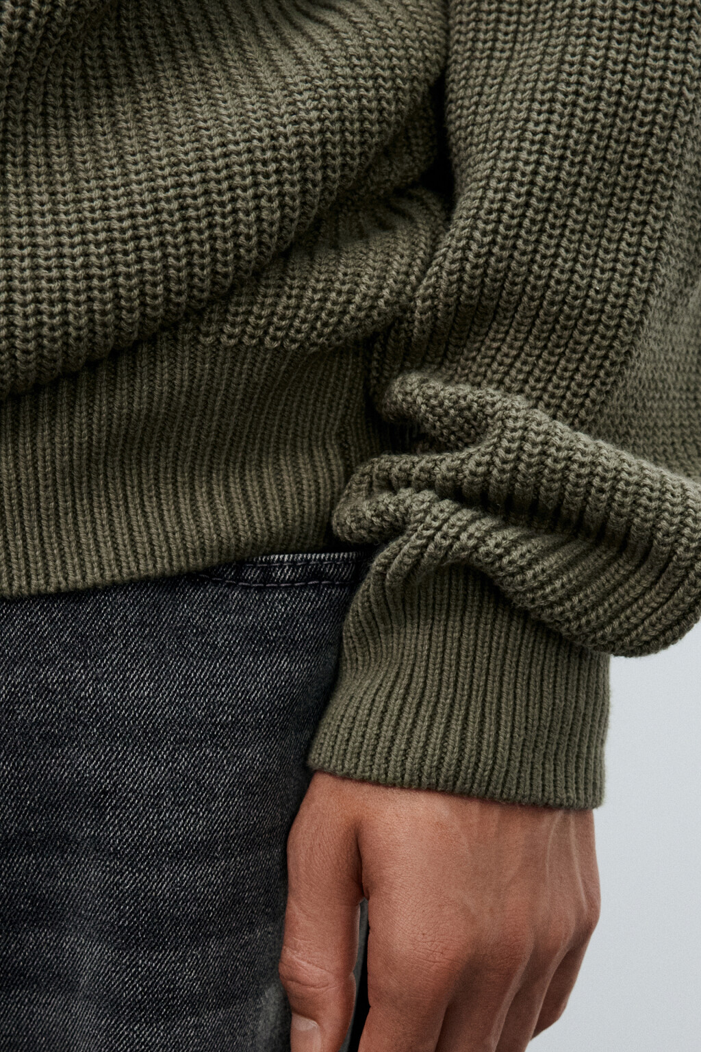 Свитер с воротником на молнии - цвет зеленый - 6