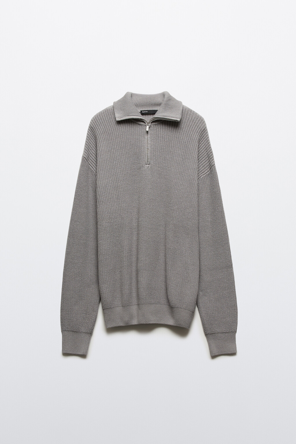 Свитер с воротником на молнии - цвет серый - 8
