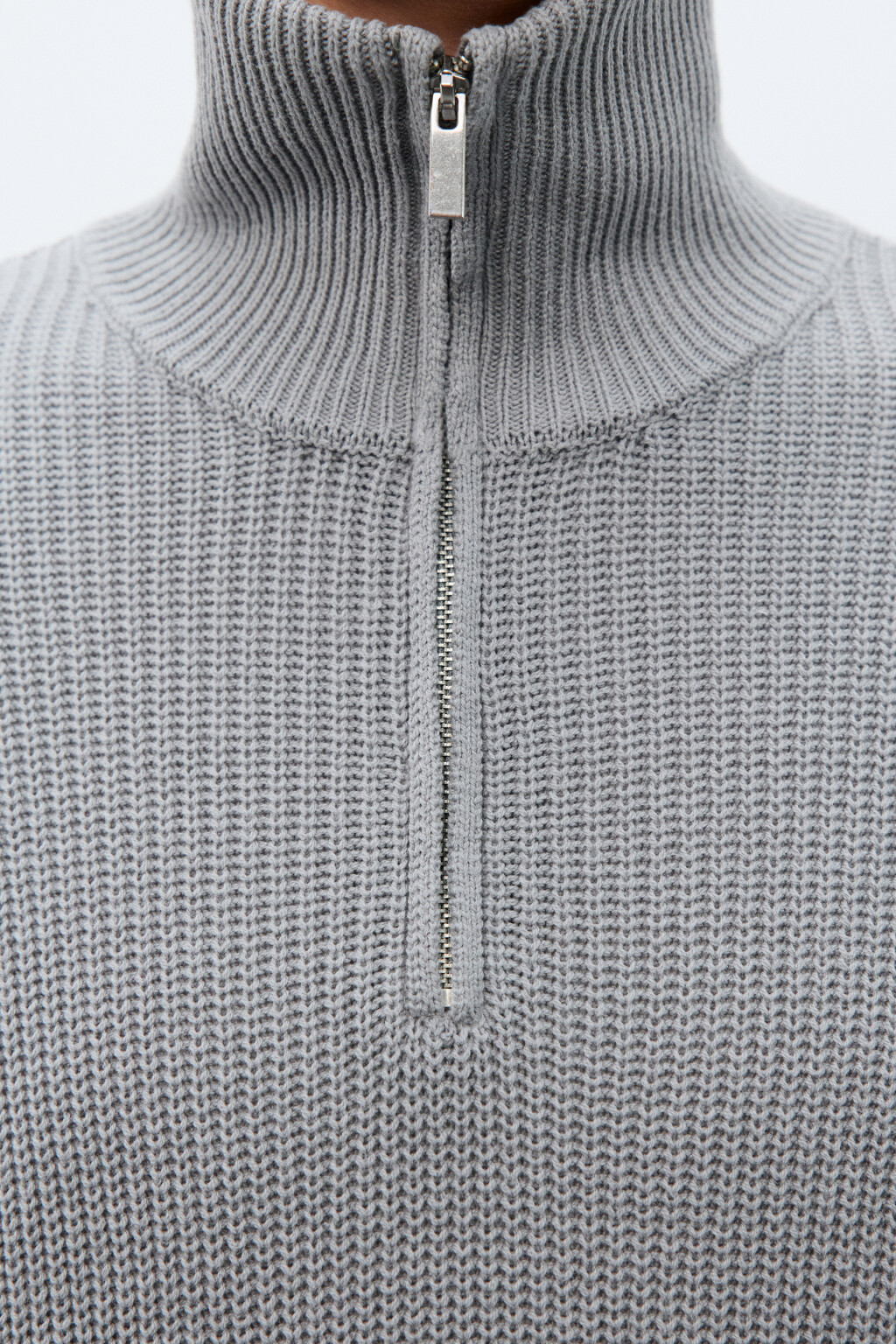 Свитер с воротником на молнии - цвет серый - 6