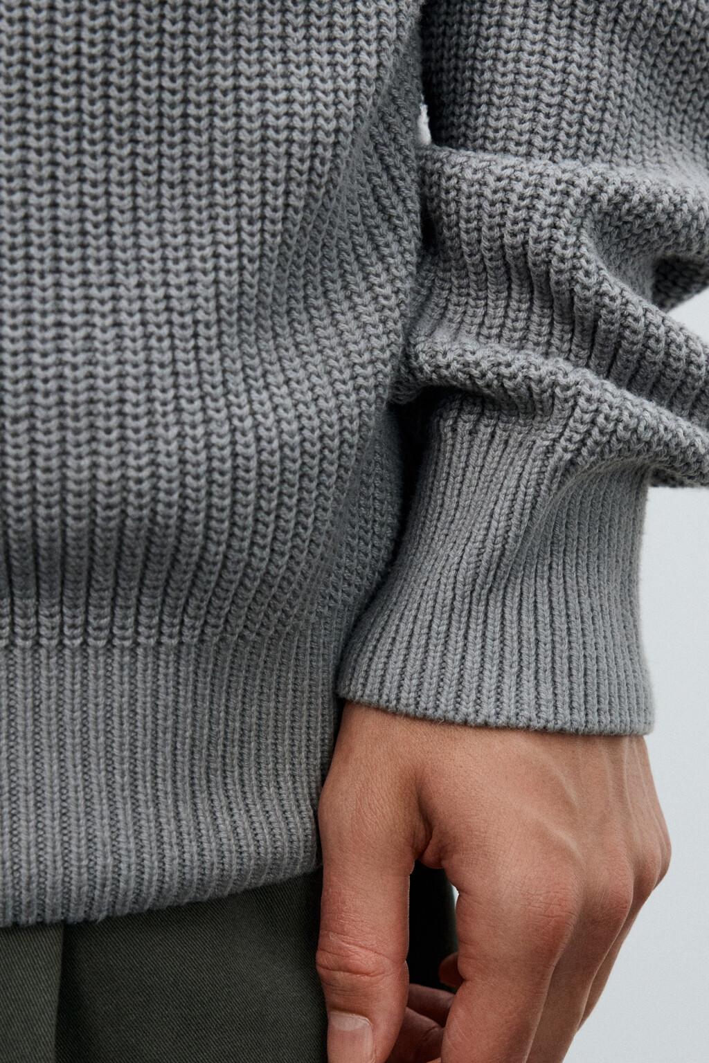 Свитер с воротником на молнии - цвет серый - 7