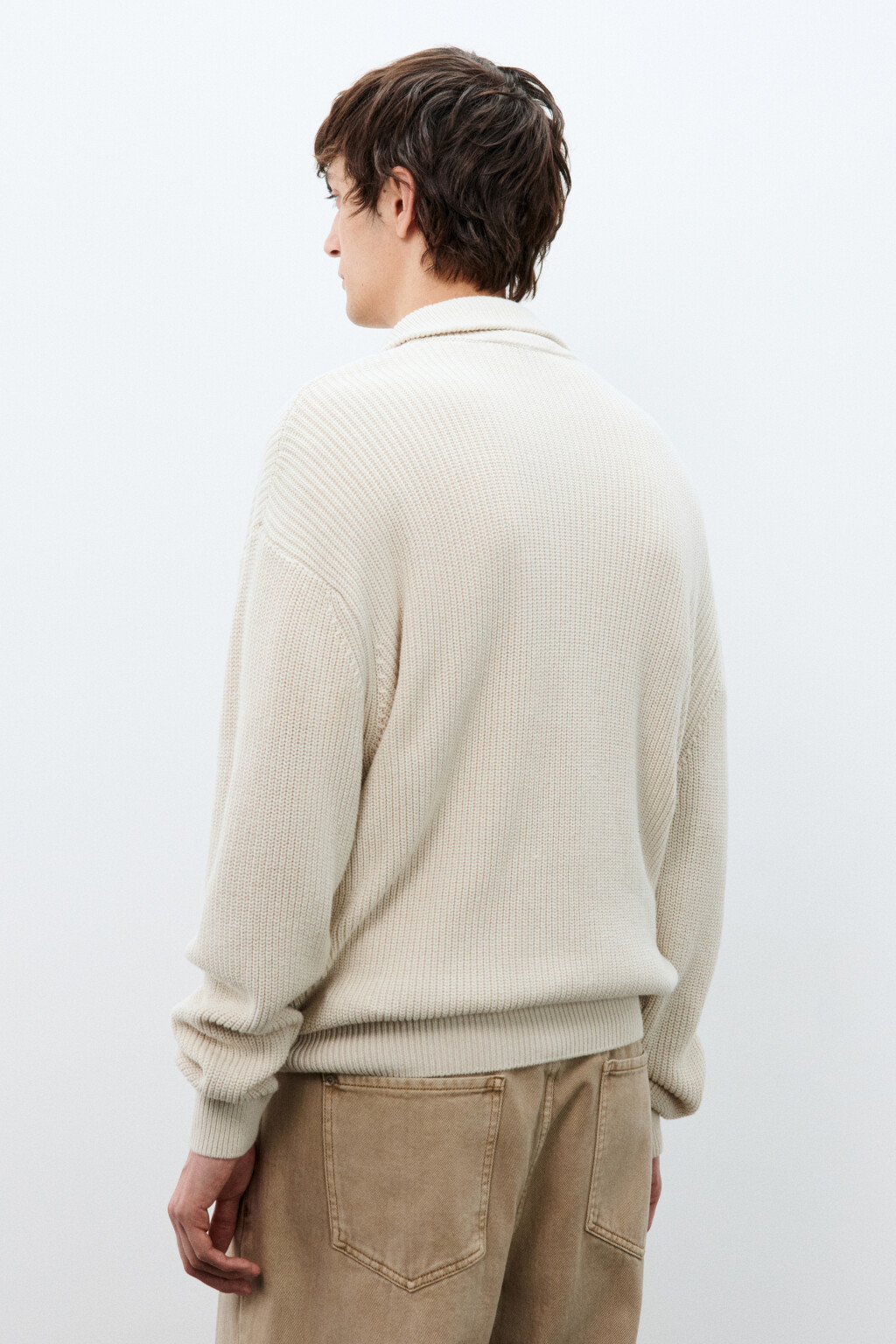 Свитер с воротником на молнии - цвет бежевый - 4