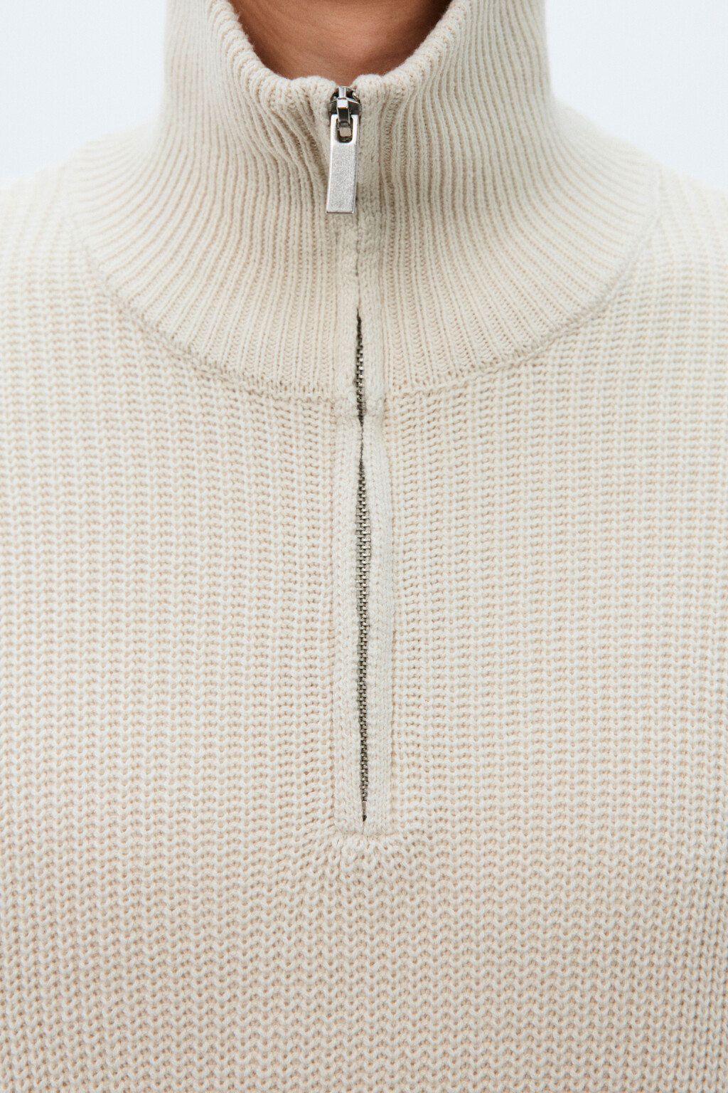 Свитер с воротником на молнии - цвет бежевый - 6