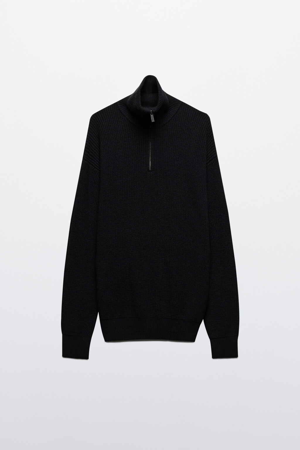 Свитер с воротником на молнии - цвет черный - 8