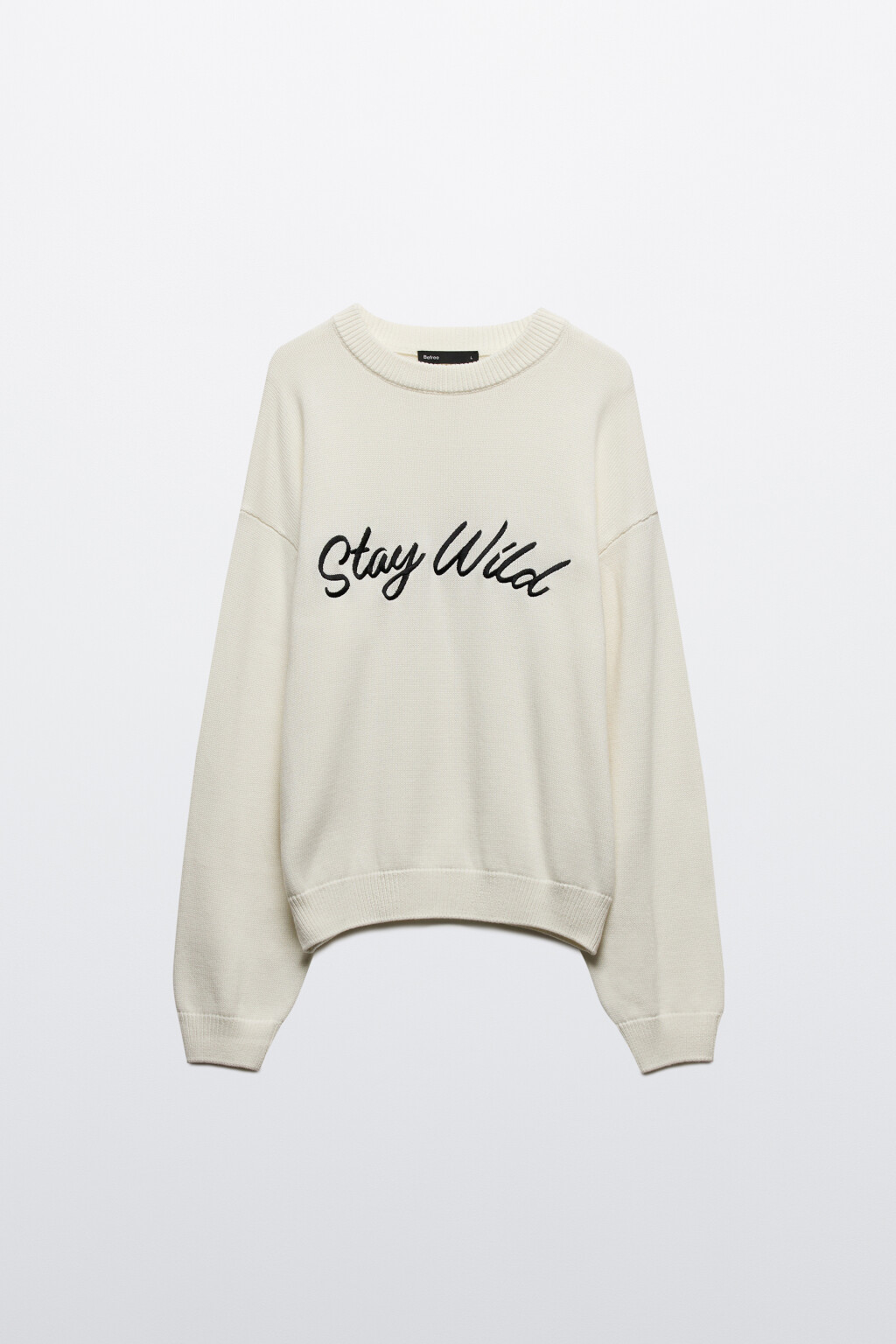 Джемпер вязаный с надписью - цвет белый - 8