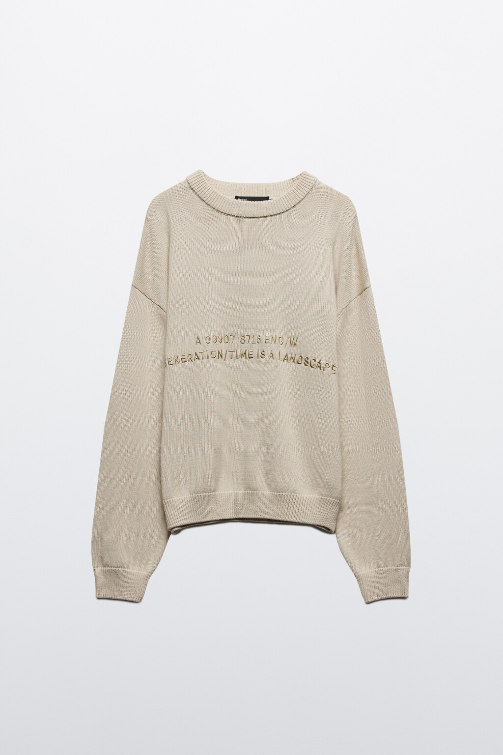 Джемпер вязаный с надписью - цвет бежевый - 7