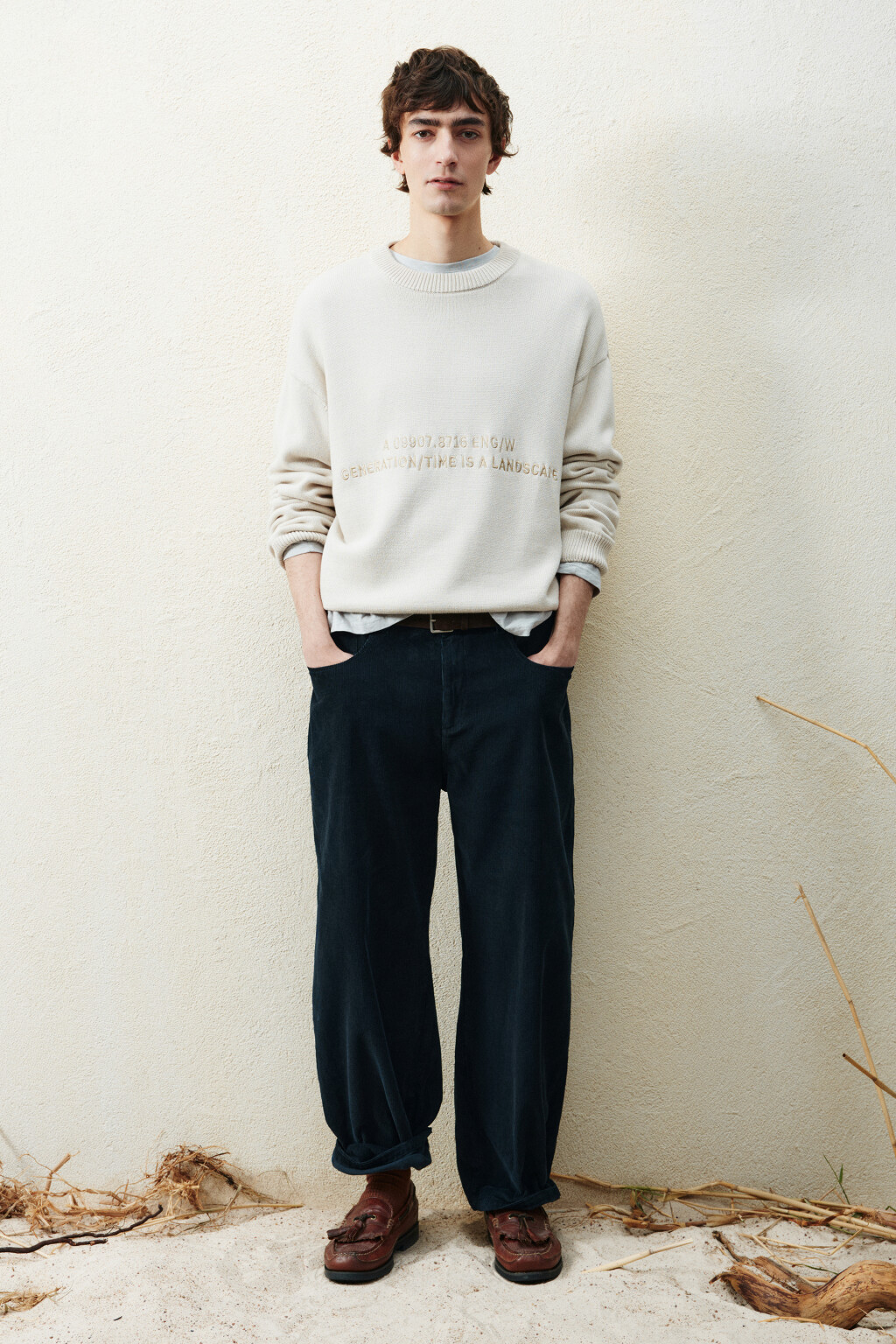 Джемпер вязаный с надписью - цвет бежевый - 4