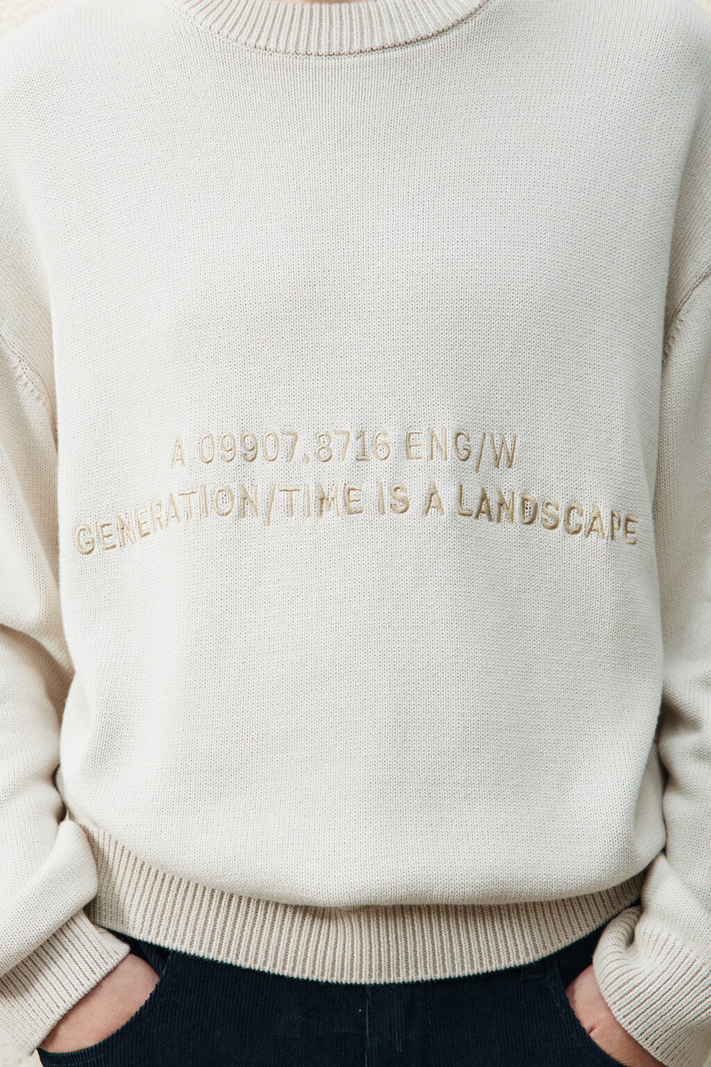 Джемпер вязаный с надписью - цвет бежевый - 5