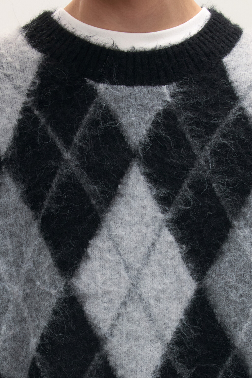 Джемпер вязаный с принтом аргайл - цвет черный - 6