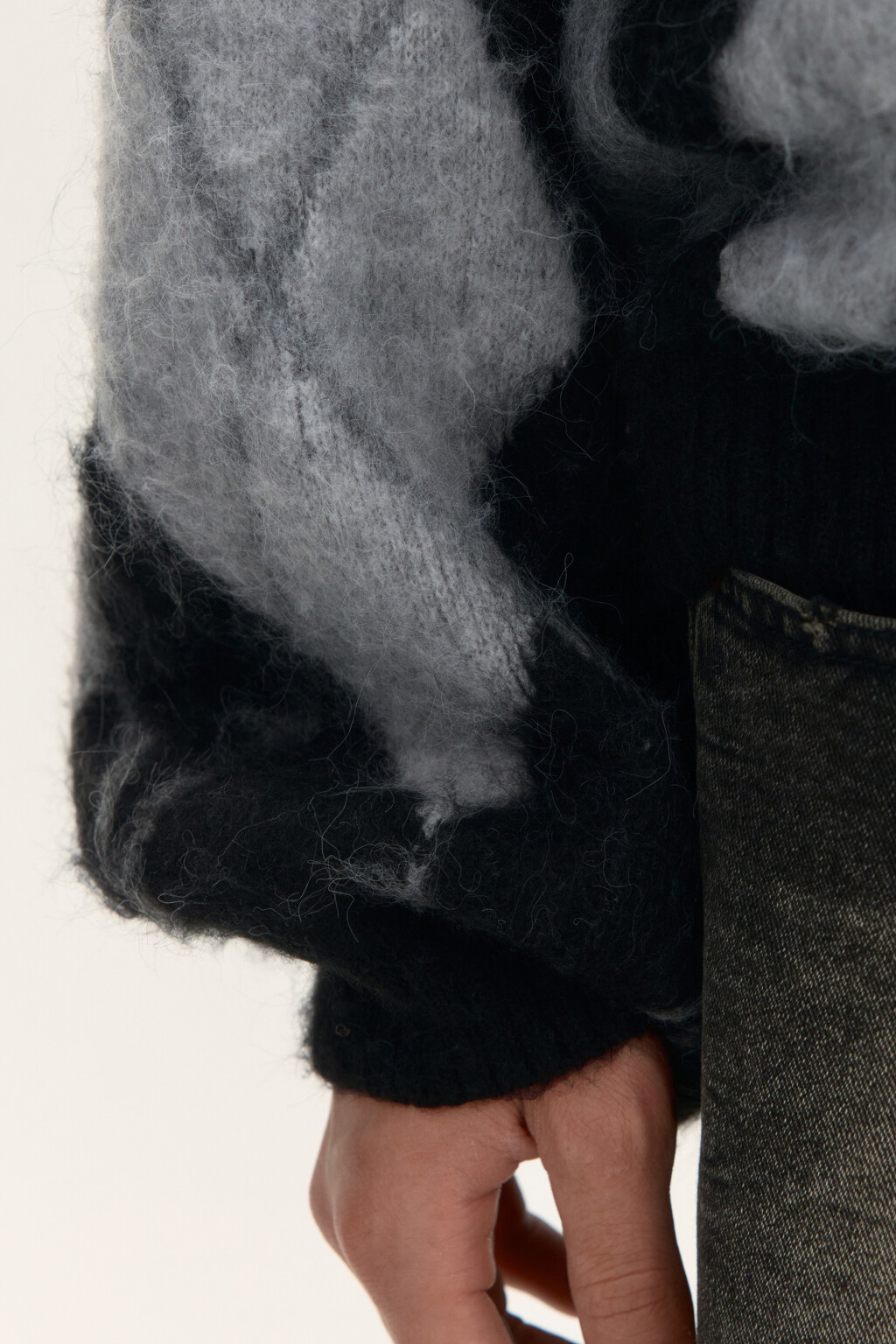 Джемпер вязаный с принтом аргайл - цвет черный - 7