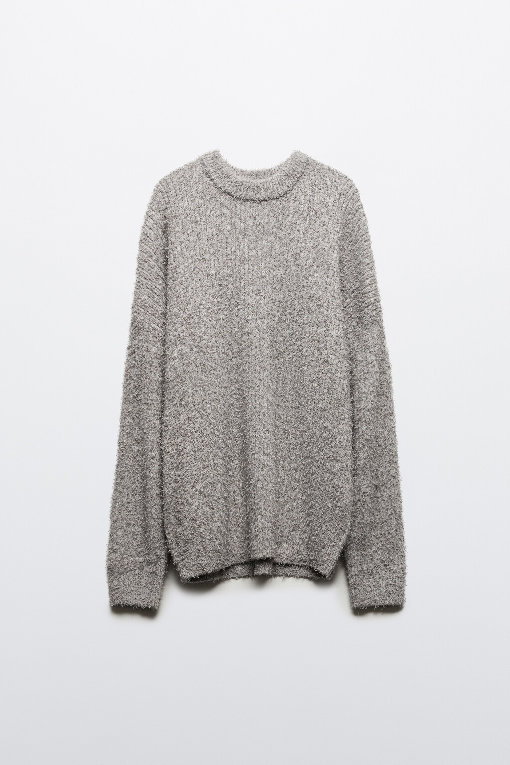 Джемпер вязаный пушистый - цвет серый - 8