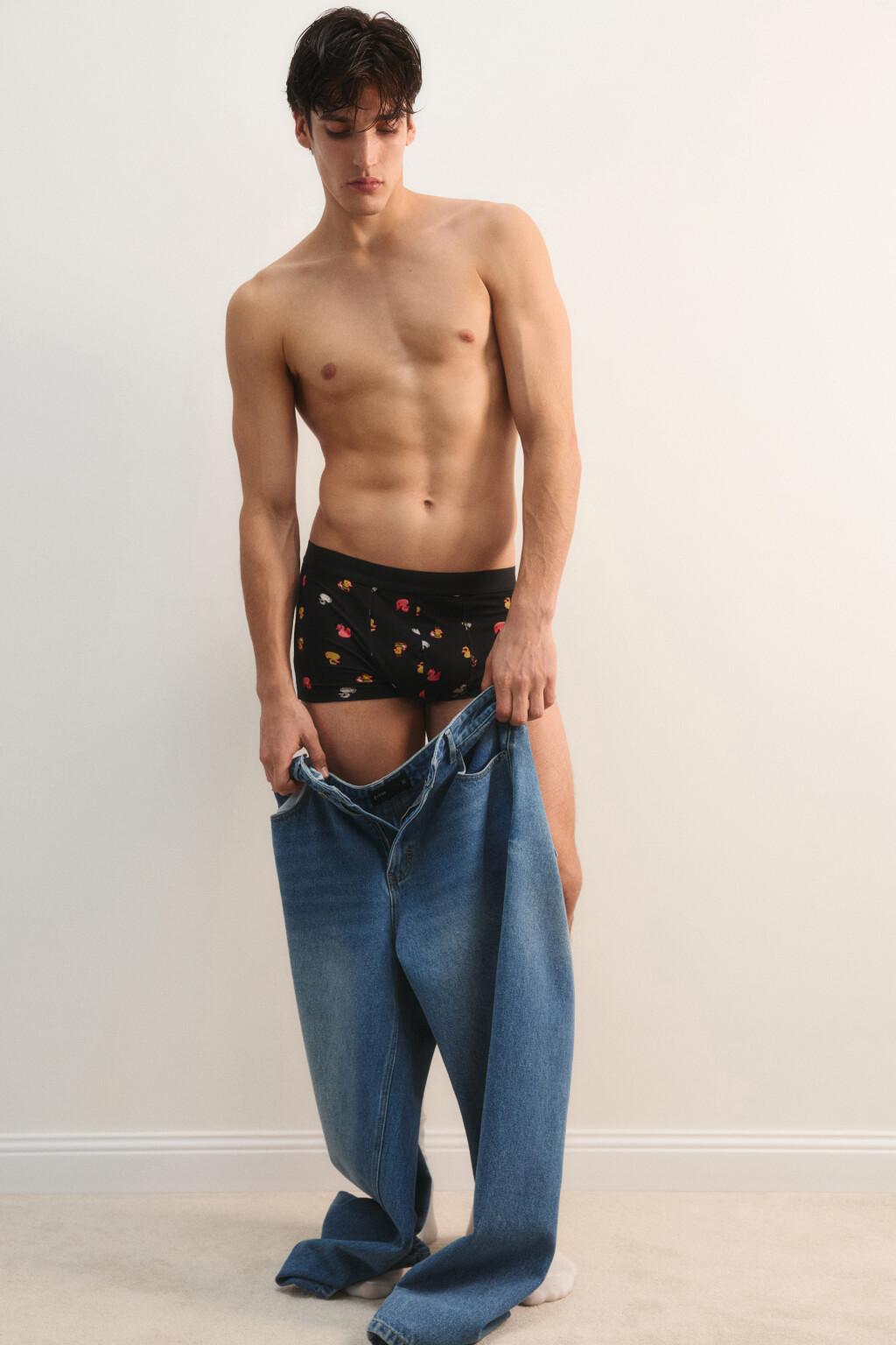 Трусы-боксеры с принтом - цвет белый - 1