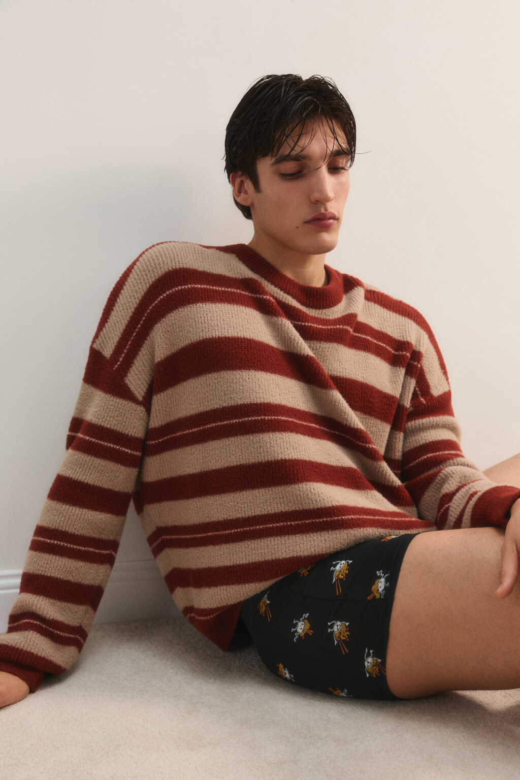 Трусы-боксеры с принтом - цвет ванильный - 1