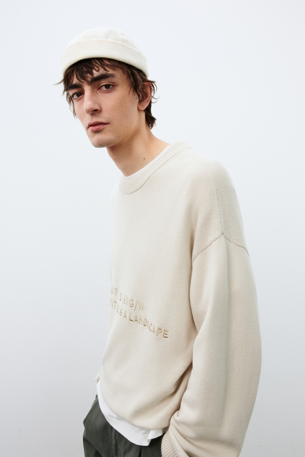 Кепка-докерка хлопковая - цвет молочный - 1