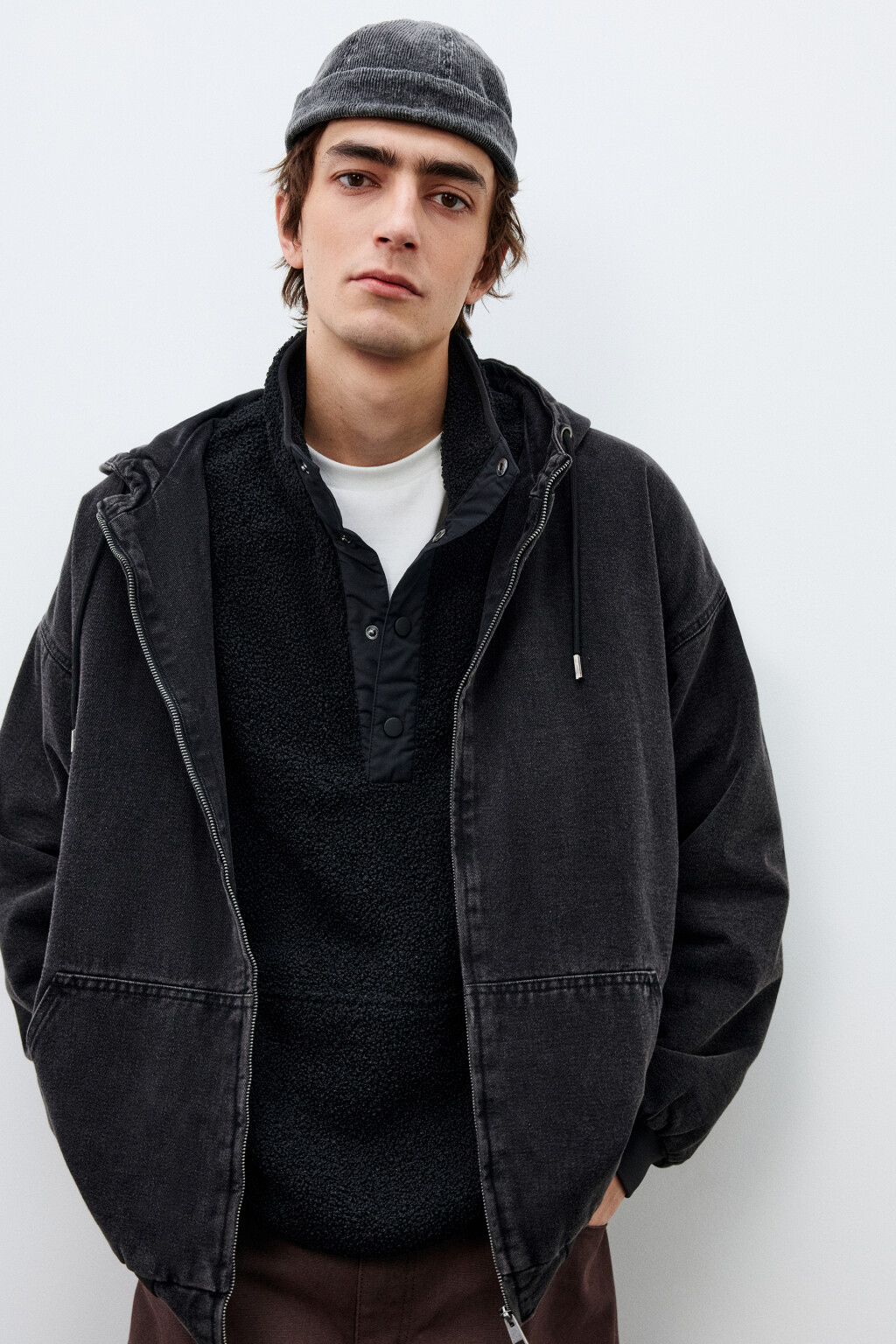 Кепка-докерка с вареным эффектом - цвет черный - 2