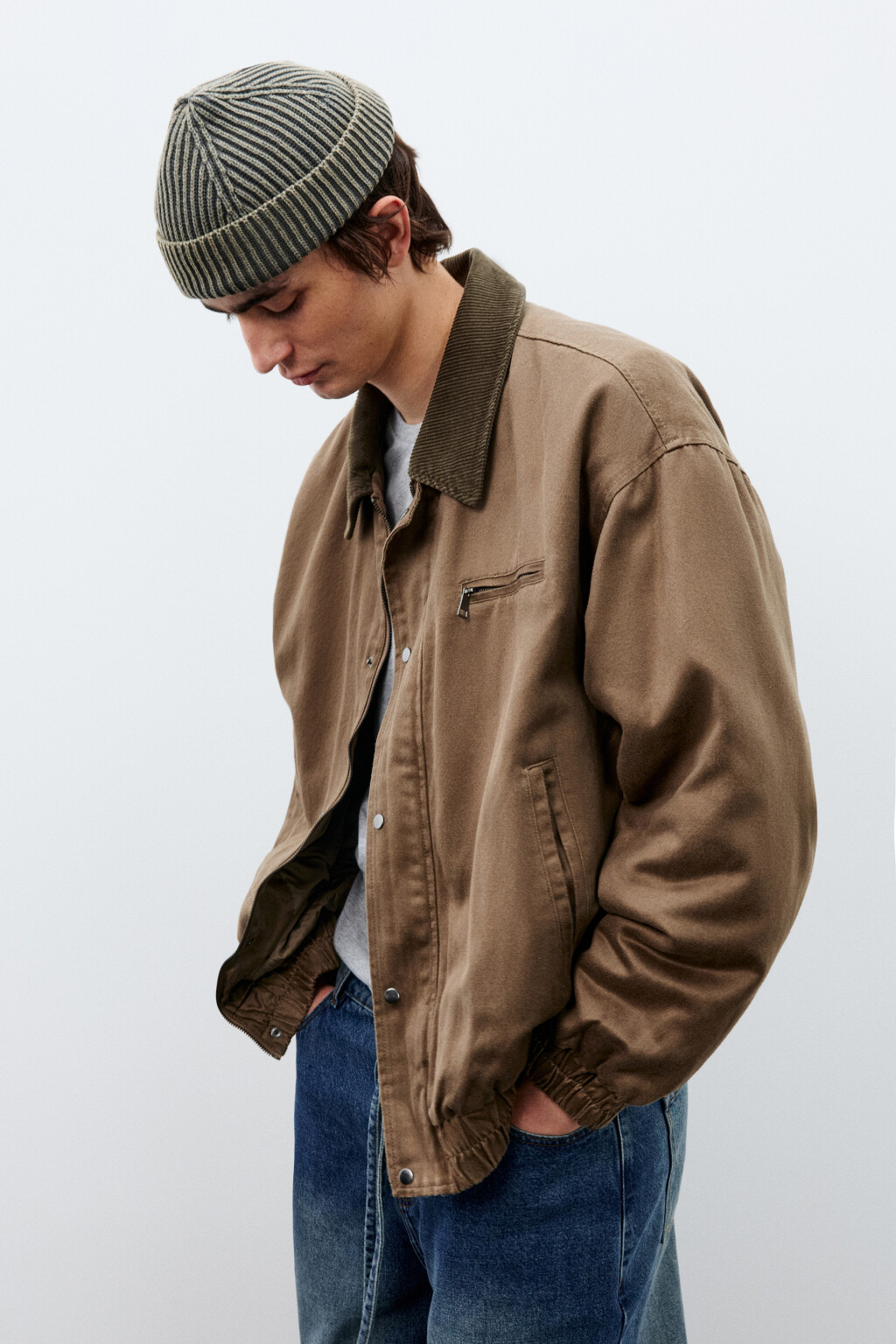 Шапка в рубчик короткая до ушей - цвет серый - 2