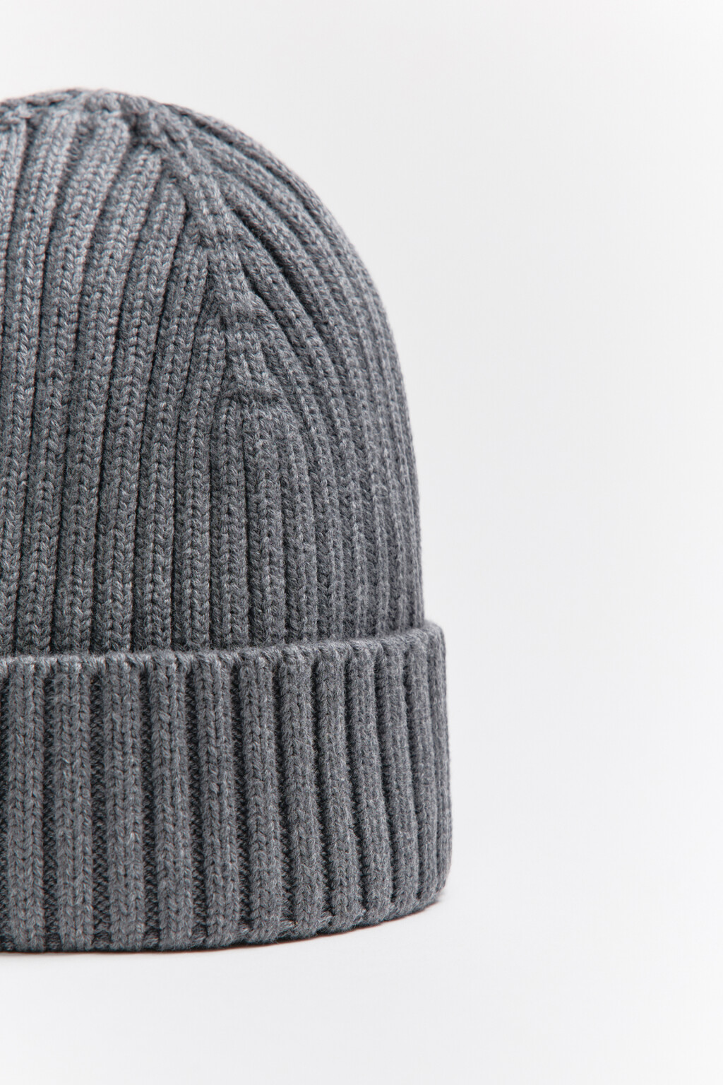 Шапка в рубчик из хлопка - цвет серый - 4