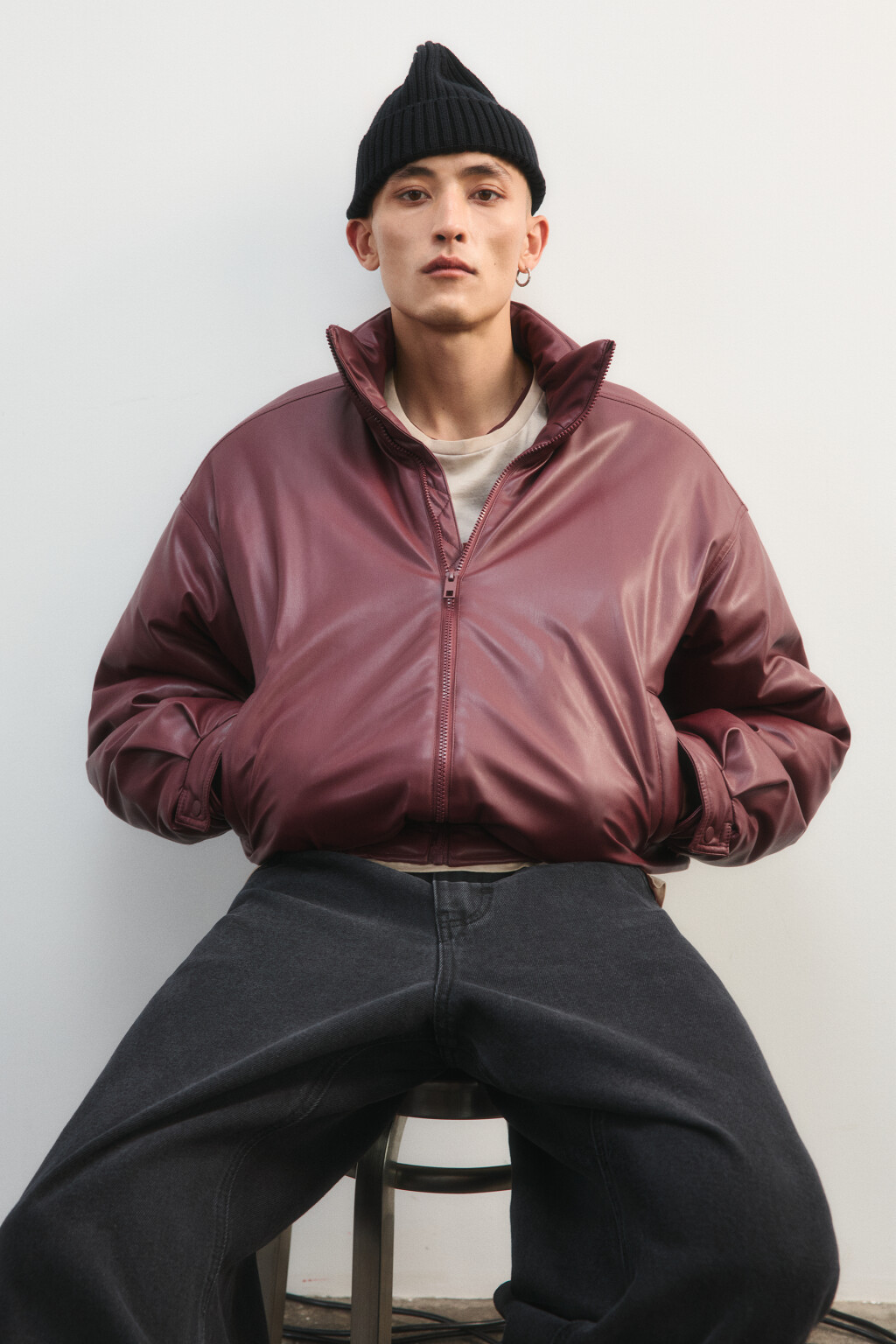 Шапка в рубчик из хлопка - цвет черный - 5