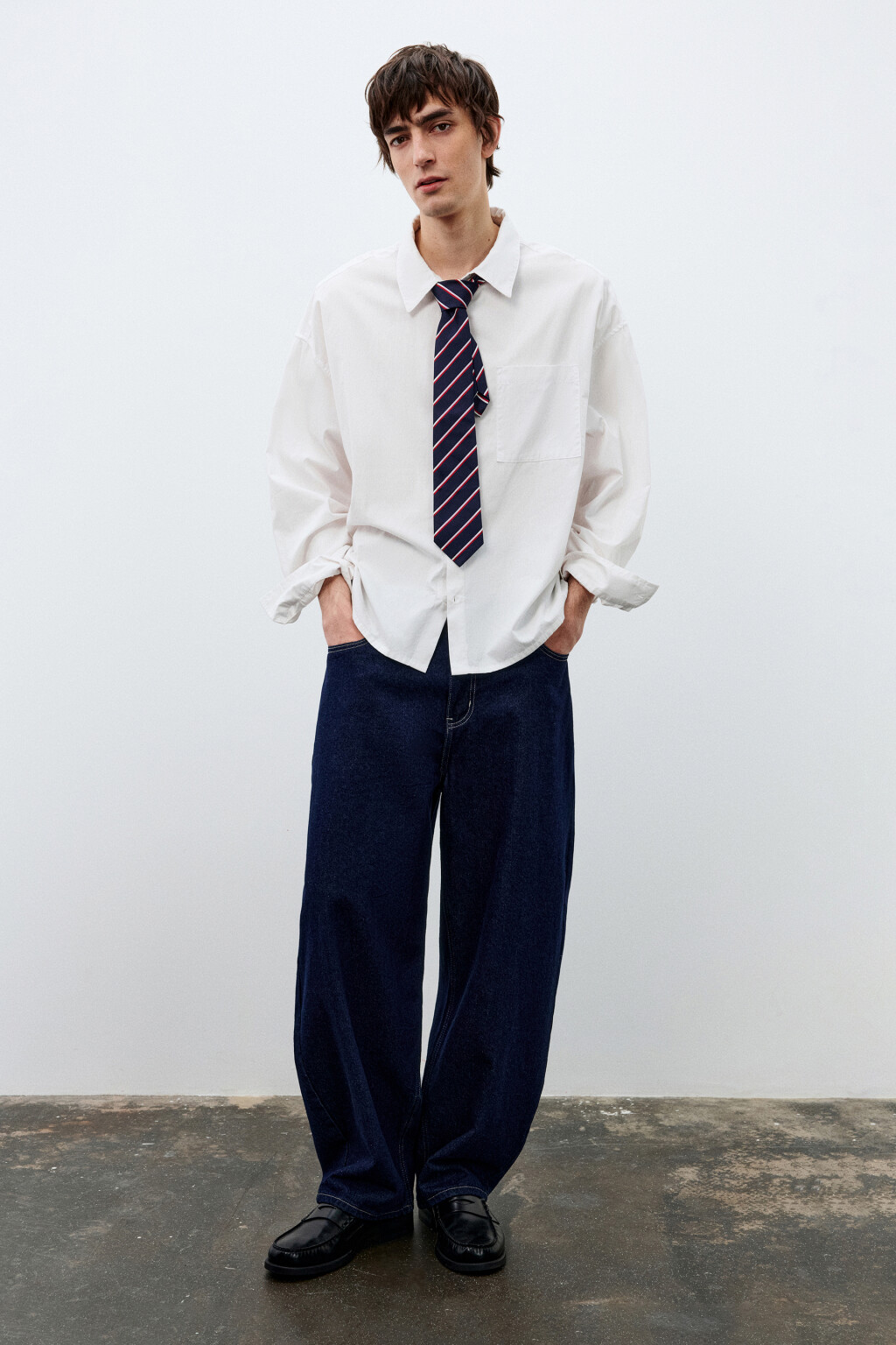 Галстук классический без узла - цвет синий - 3