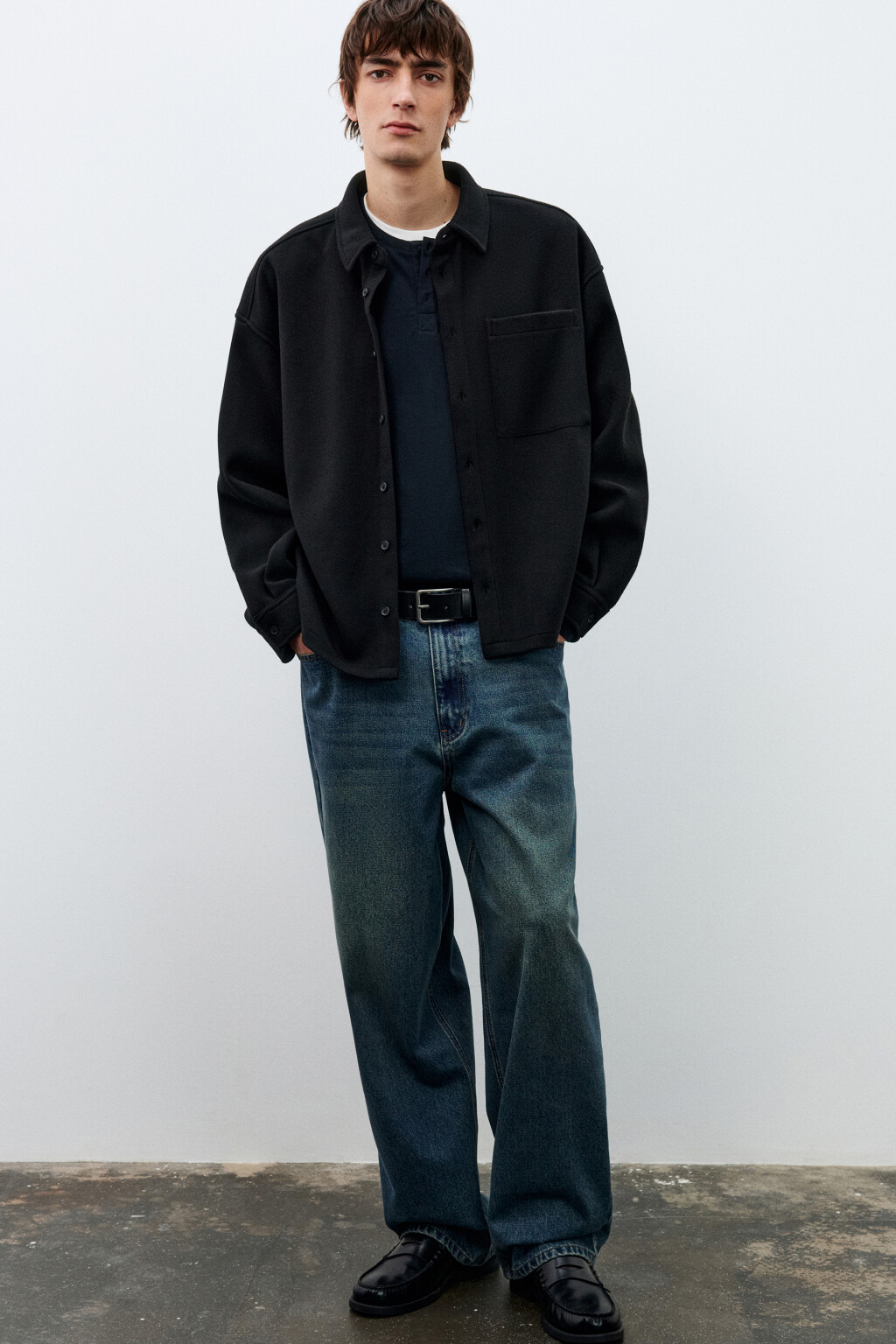 Ремень широкий с квадратной пряжкой - цвет черный - 2