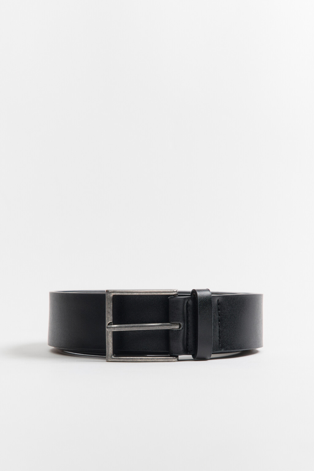 Ремень с квадратной пряжкой - цвет черный - 3