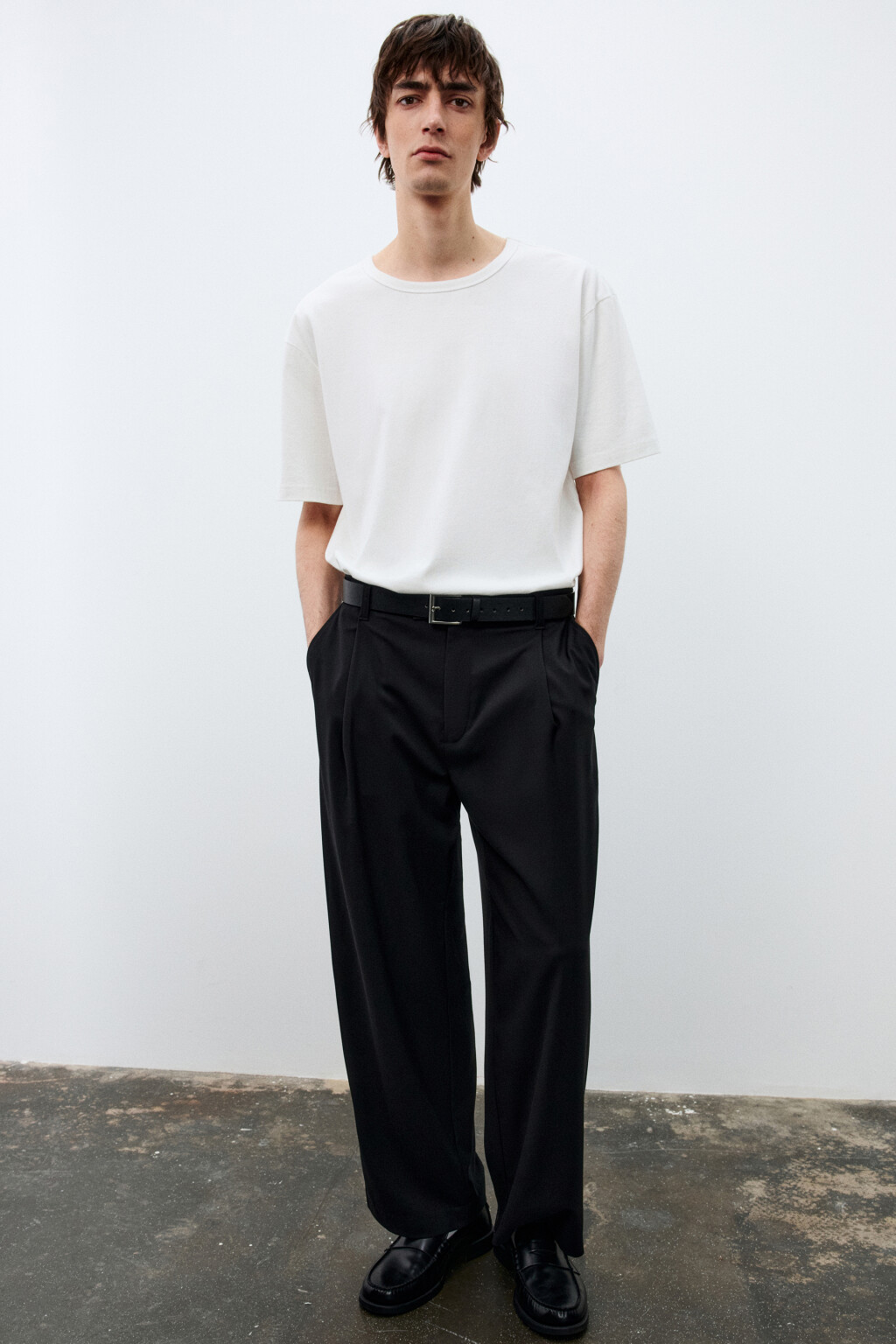 Ремень широкий с квадратной пряжкой - цвет черный - 2