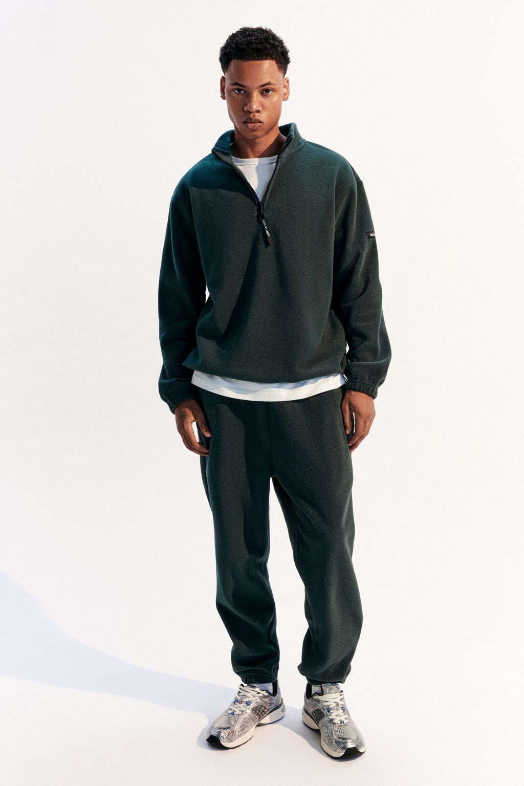 Толстовка half zip из флиса - цвет зеленый - 4