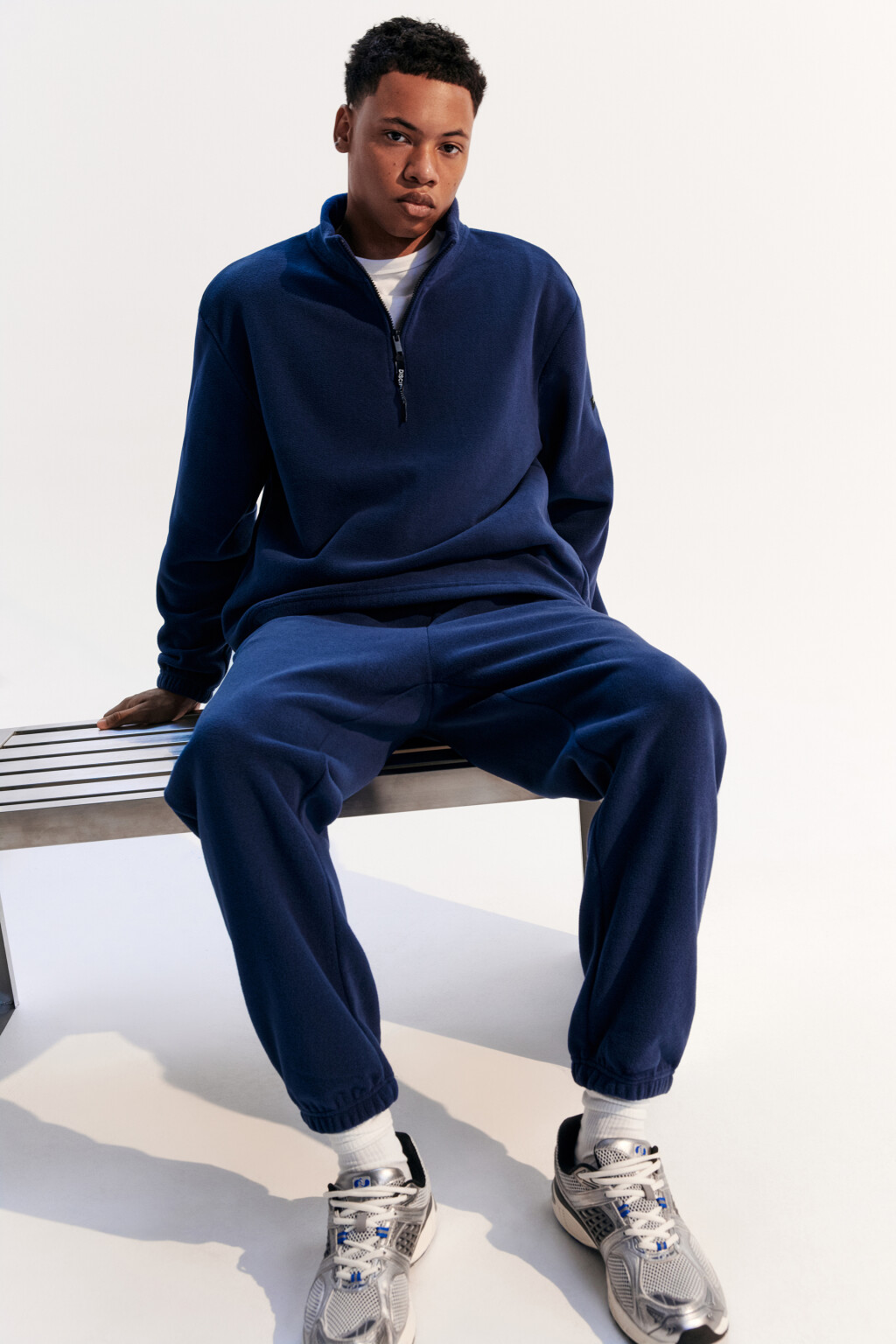 Толстовка half zip из флиса - цвет синий - 1