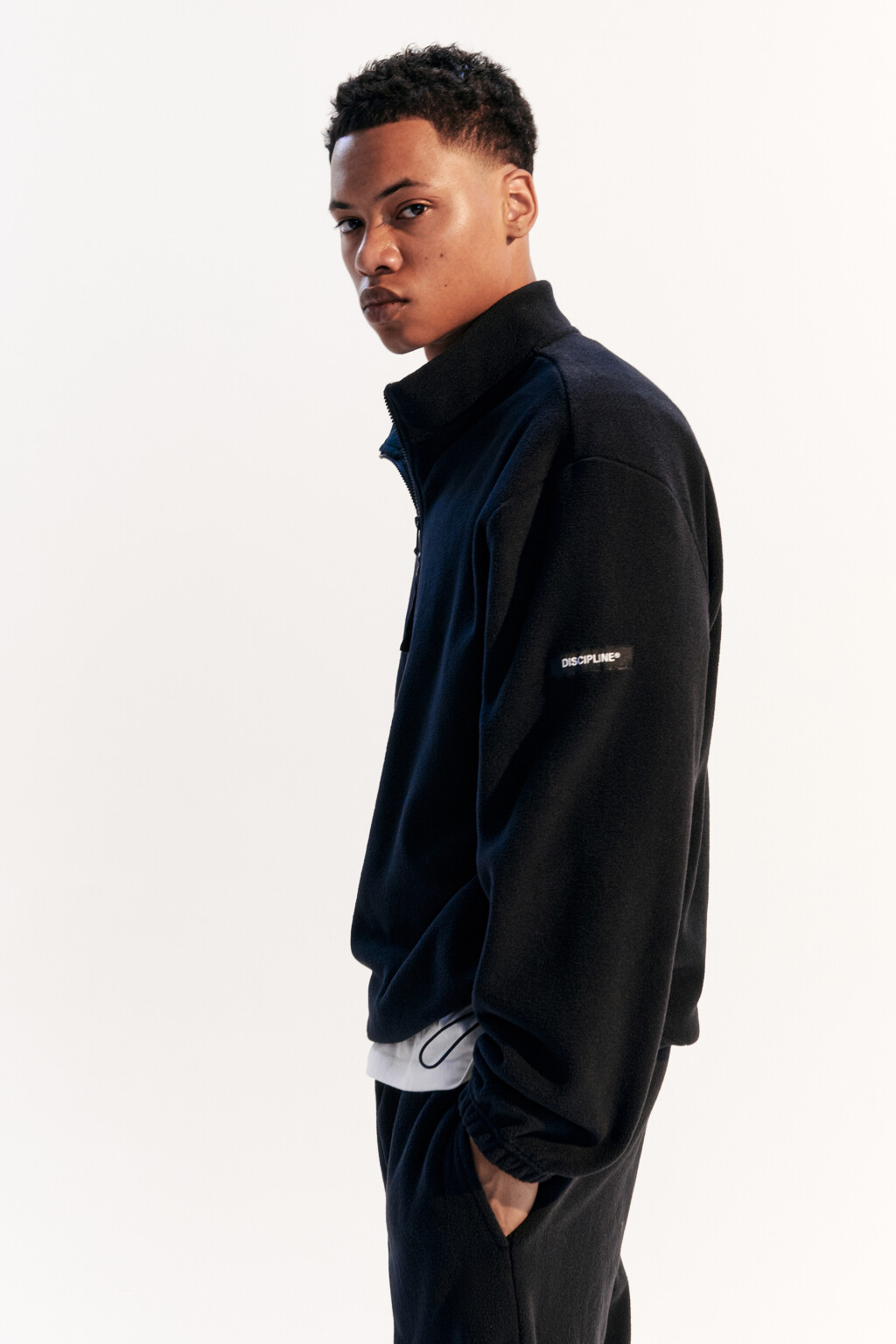 Толстовка half zip из флиса - цвет черный - 1