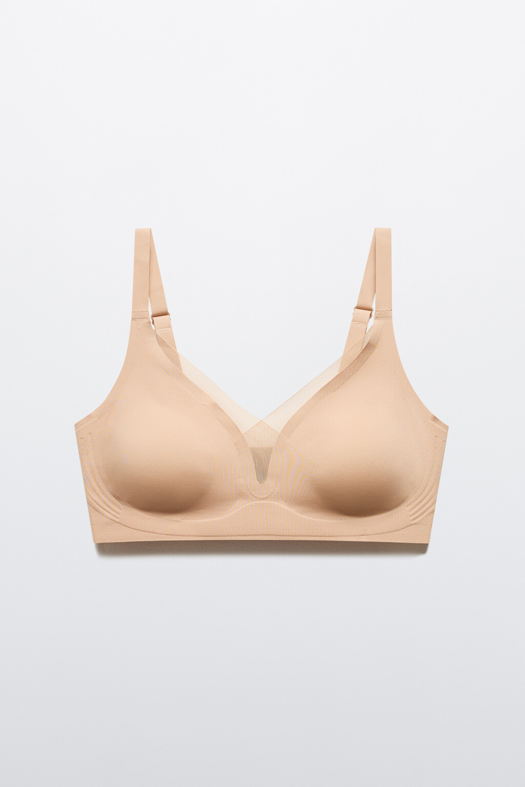 Бюстгальтер с декором из сетки - цвет бежевый - 6