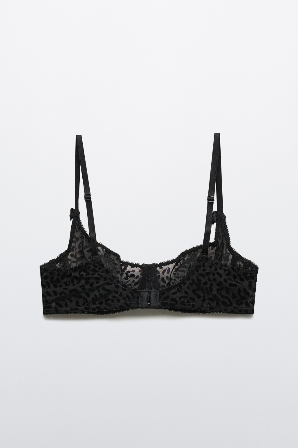 Бюстгальтер-бра сетчатый с бантиками - цвет черный - 6