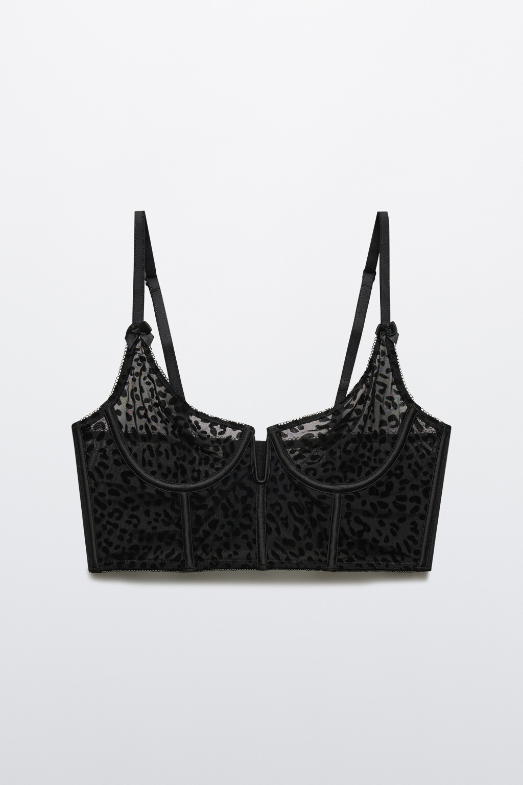 Бюстгальтер-корсет сетчатый с бантиками - цвет черный - 5